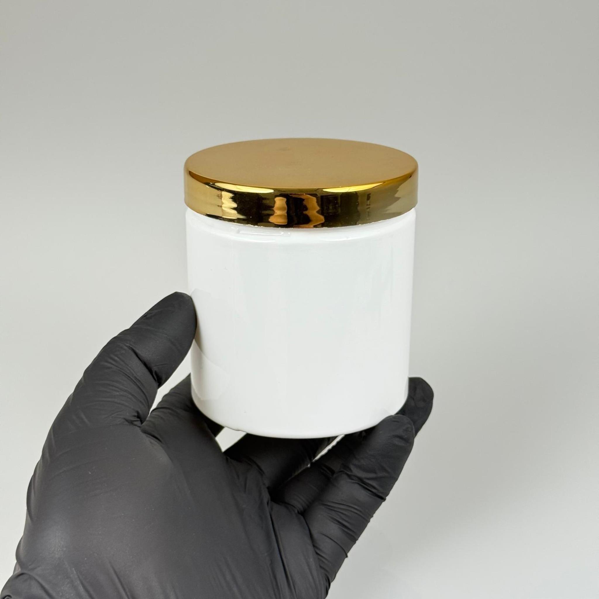 250 ML SERT PET KAVANOZ + GOLD KAPLAMALI PLASTİK KAPAK + İÇ TIPA - 250 CC KALIN BEYAZ PLASTİK KAVANOZ GOLD KAPLAMALI PLASTİK KAPAKLI İÇ TIPALI TAKIM - KREM KAVANOZLARI