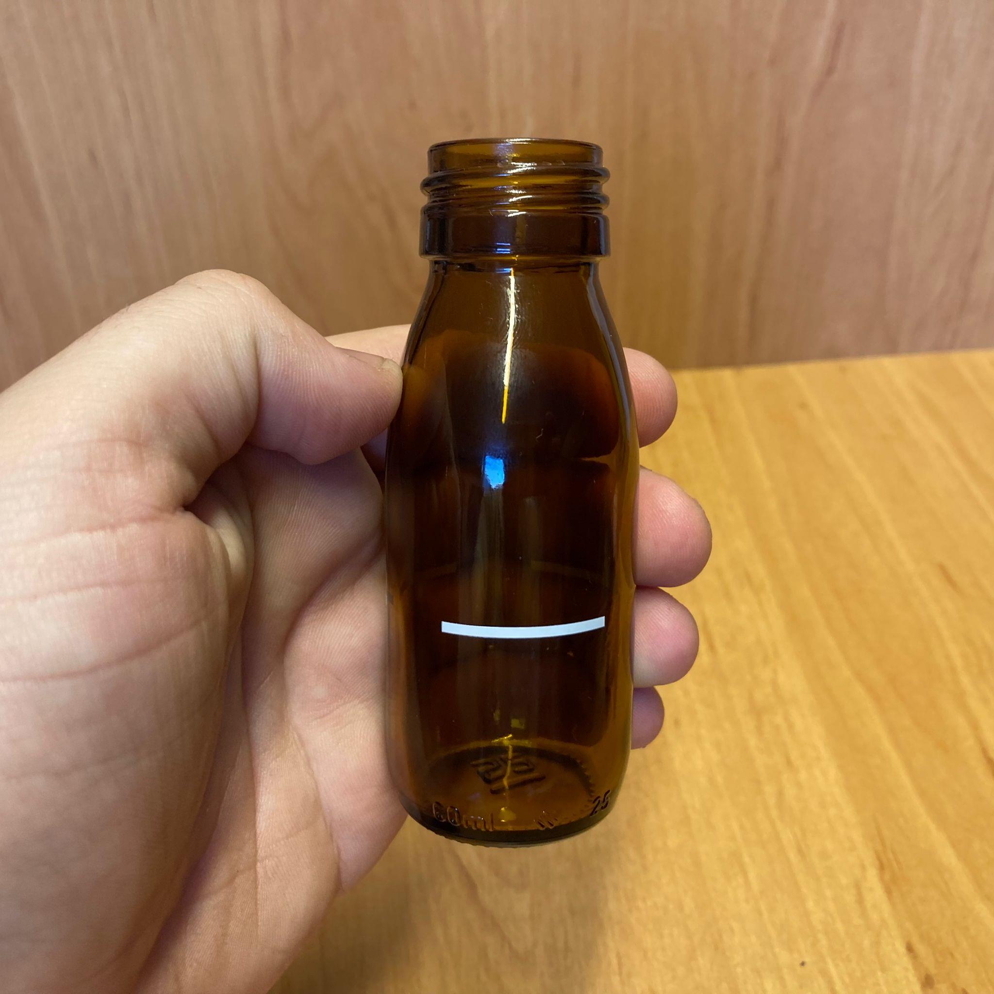 60 CC AMBER CAM ŞİŞE KAPAKSIZ (28 AĞIZ) - 60 ML KAHVERENGİ ŞİŞE