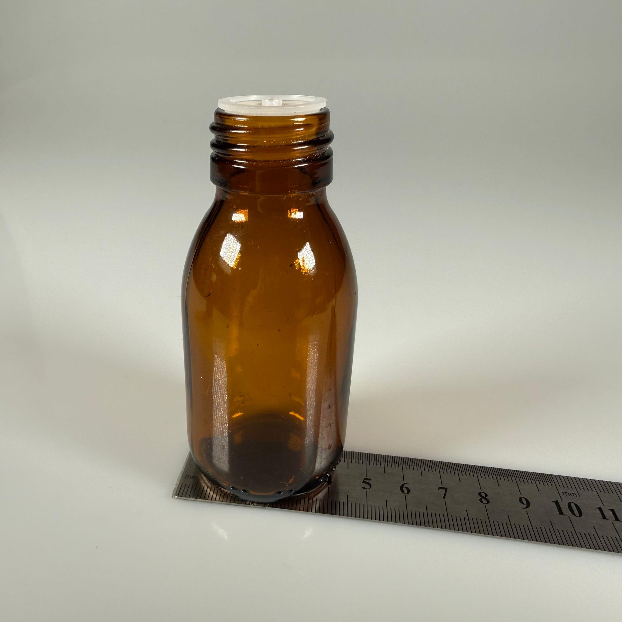 75 ML DOLUMU KOLAY, GENİŞ AĞIZLI İÇTEN DAMLALIKLI ŞİŞE (28 MM AĞIZ)  - 75 CC BEYAZ CONTALI KAPAKLI İÇTEN DAMLALIKLI CAM ECZA ŞİŞESİ - AMBER KAHVERENGİ