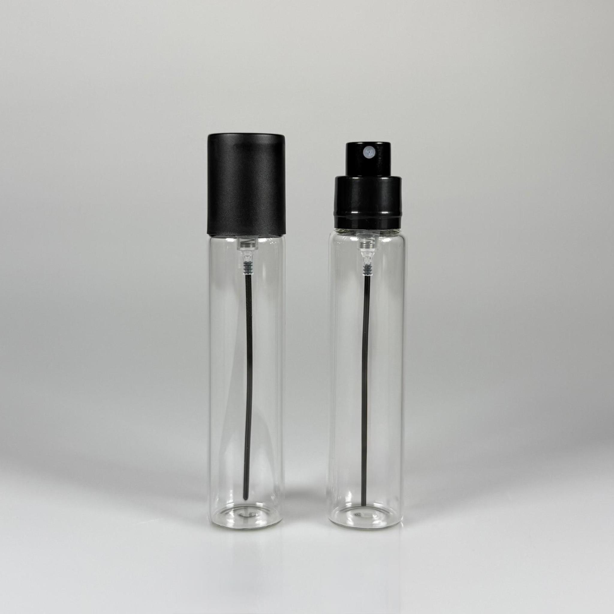 PARFÜM ŞİŞESİ 25 ML - 25 CC PARFÜM AMBALAJI VALFLİ (GEÇME AĞIZ) CAM KALEM PARFÜM İÇİN ŞİŞELERİ - SİYAH SPREY + KAPAKLI SET TAKIM