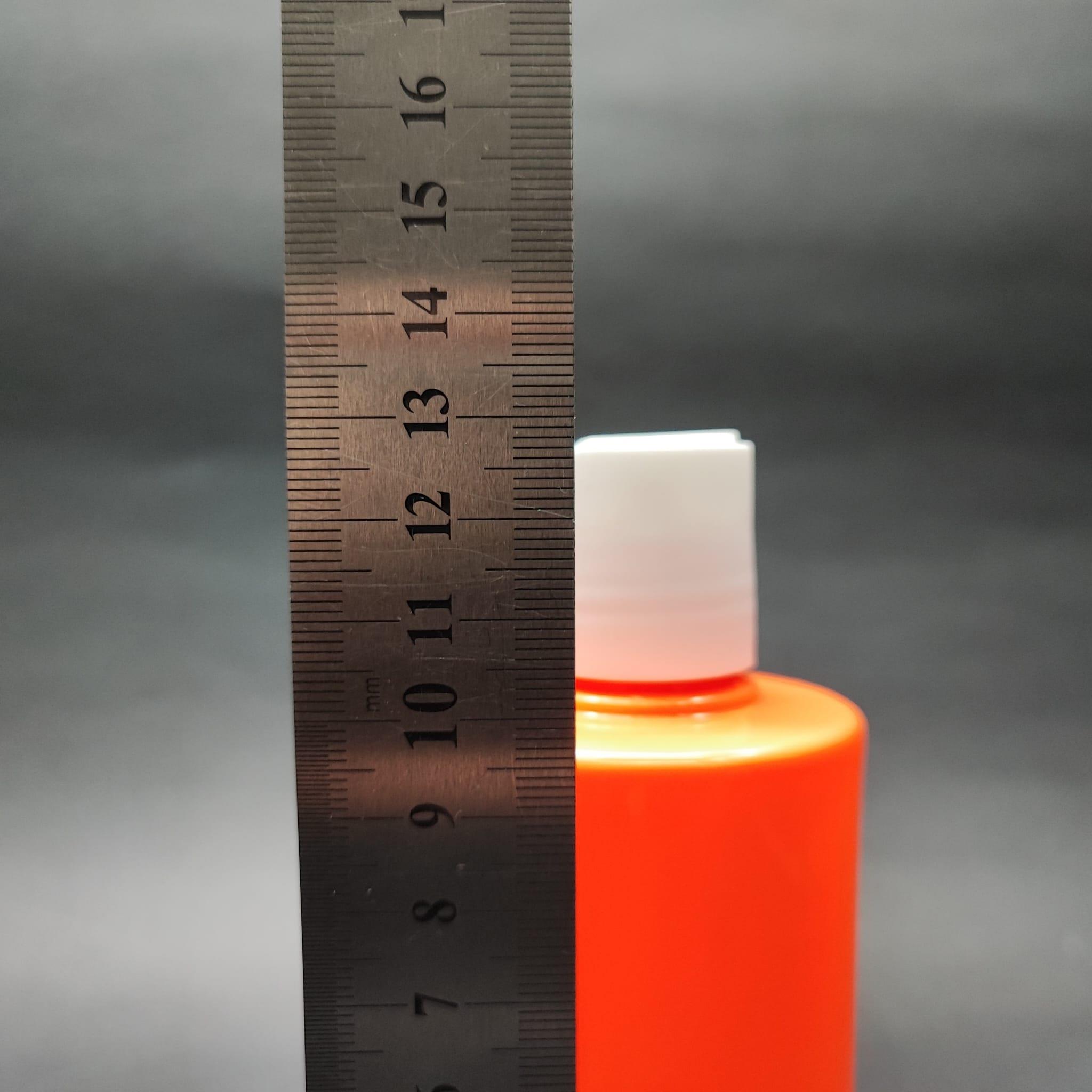 200 CC KÜT BOYUNLU UZUN SİLİNDİR PET ŞİŞE (24 GR) - BEYAZ DİSKTOP ŞAMPUAN KAPAKLI - 200 ML PLASTİK ŞİŞE - TURUNCU