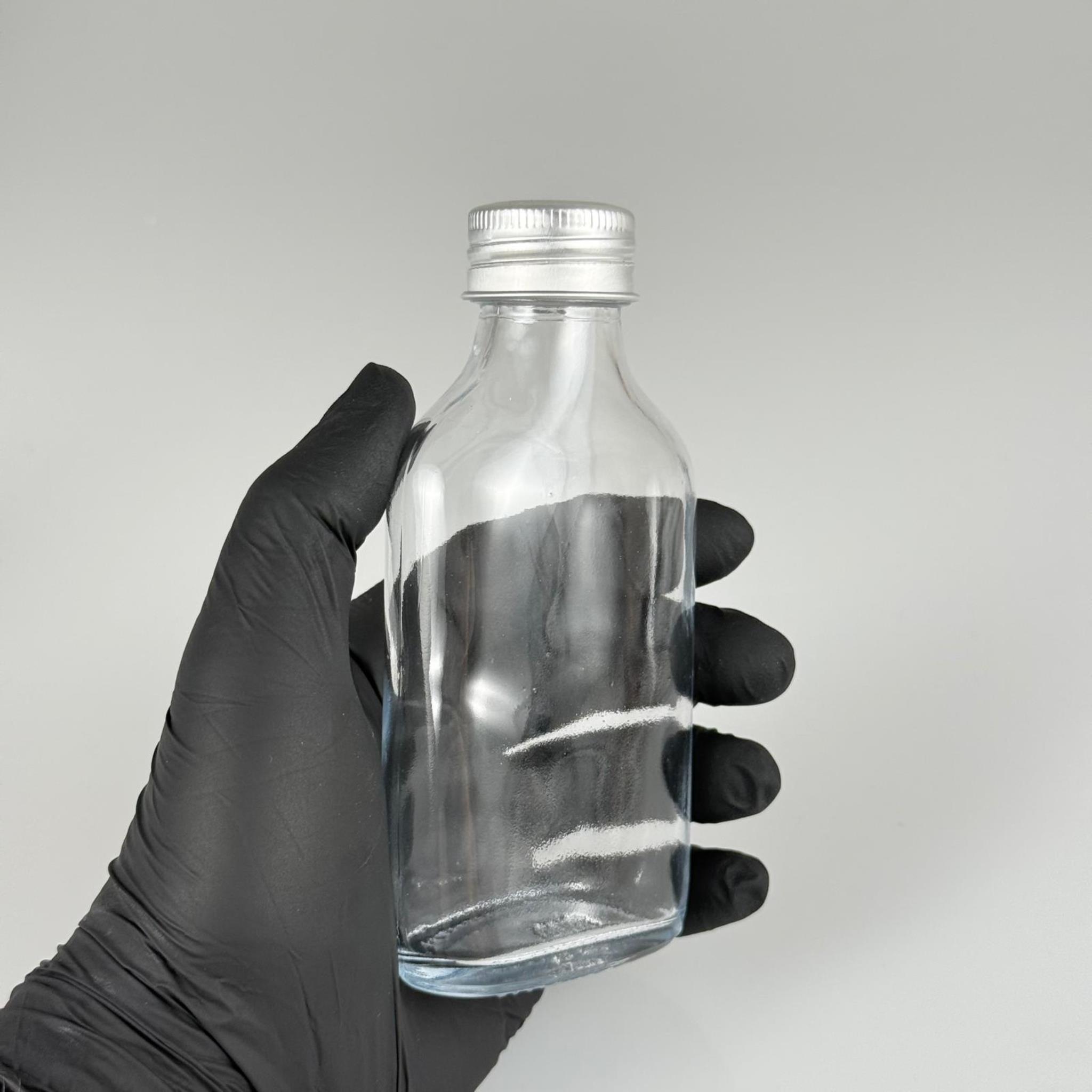 100 CC YASSI LÜX KOLONYA CAM ŞİŞE - GÜMÜŞ METAL ALÜMİNYUM KAPAKLI + KOLONYA TIPALI - 100 ML LÜKS METAL KAPAKLI CAM KOLONYA ŞİŞESİ