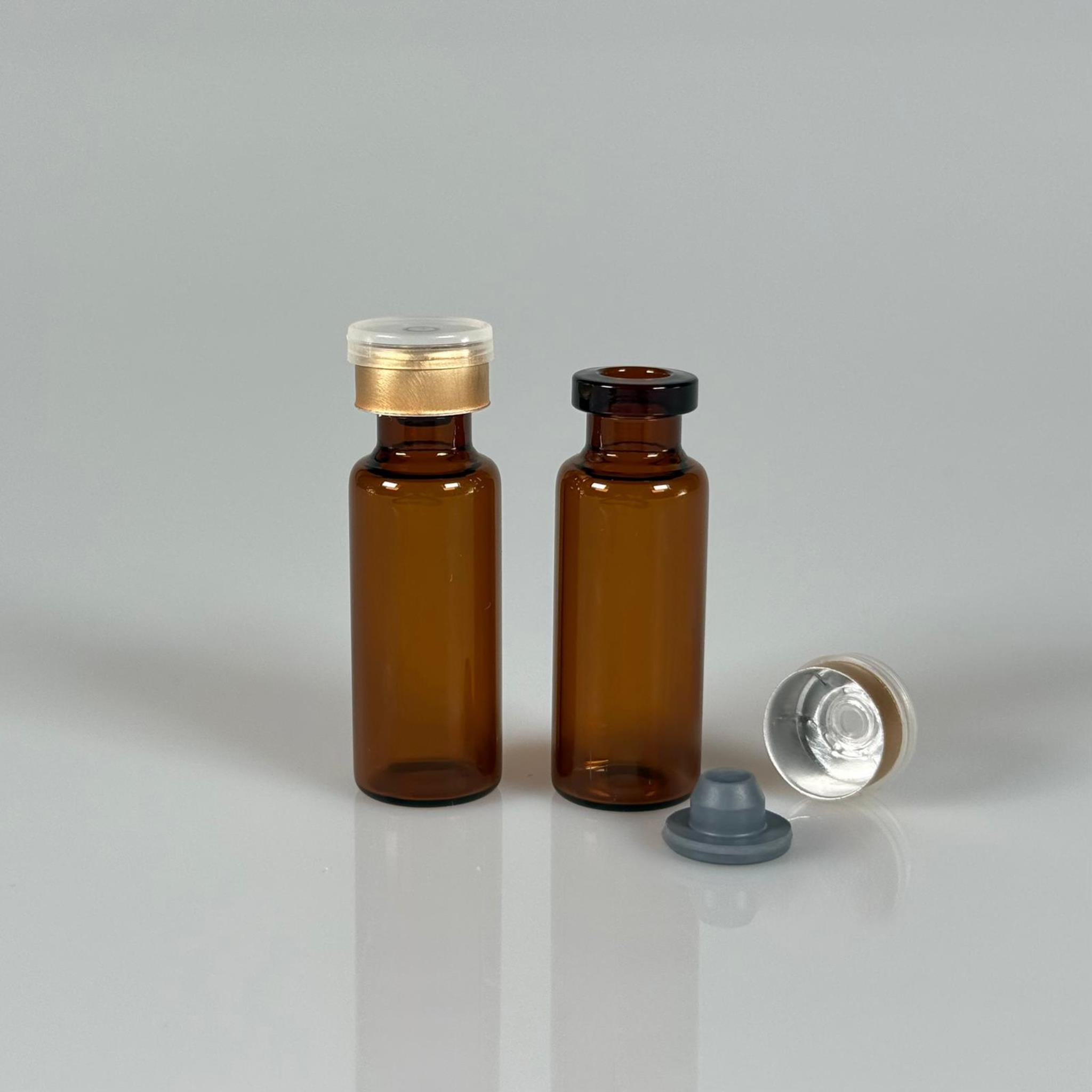 4 ML vial flakon şişe - 13 ağız 4 cc amber cam ilaç şişesi + kauçuk butil enjektör tıpası + gold alüminyum kapaklı takım