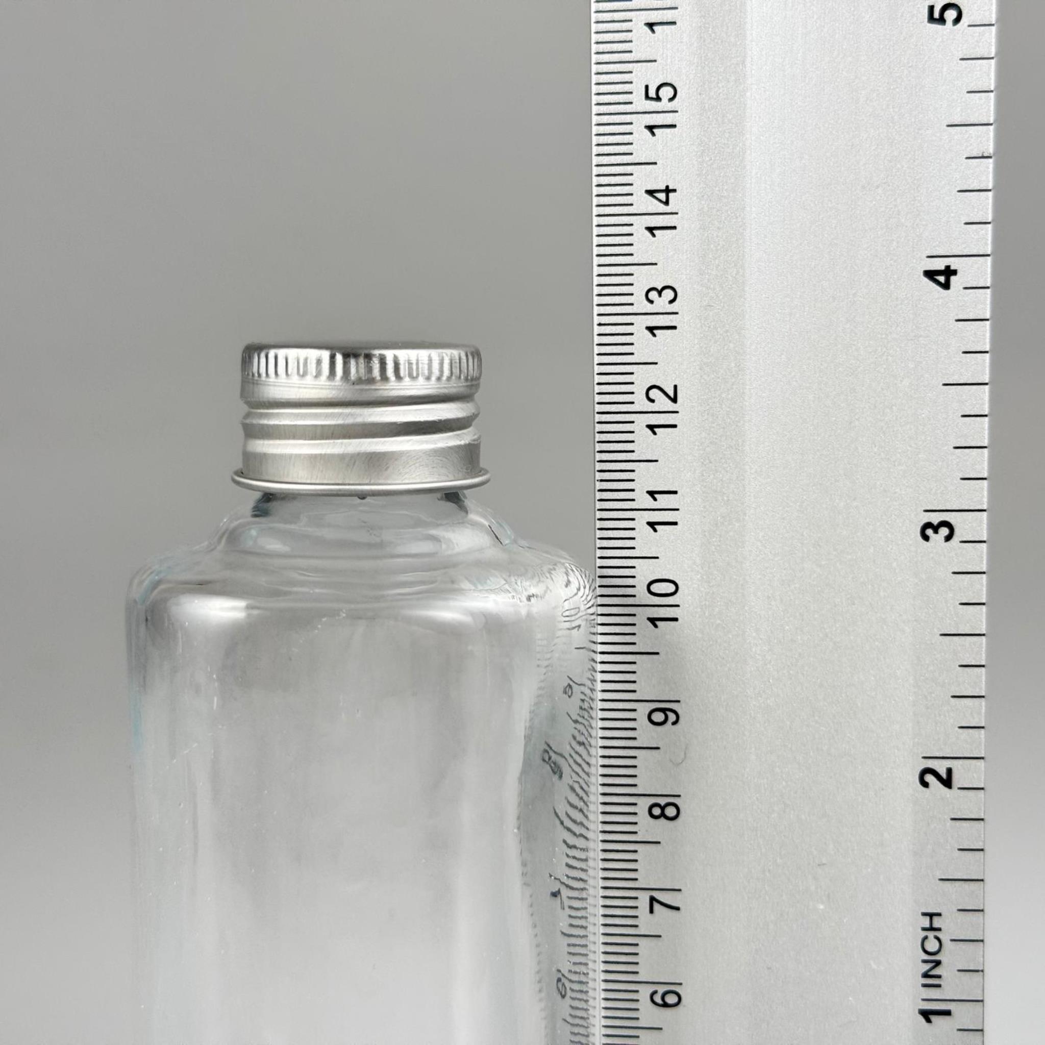 100 CC ŞEFFAF OVAL CAM ŞİŞE (24 AĞIZ) + KÖPÜK CONTALI GÜMÜŞ METAL ALÜMİNYUM KAPAK - 100 ML OVAL CAM ŞİŞE