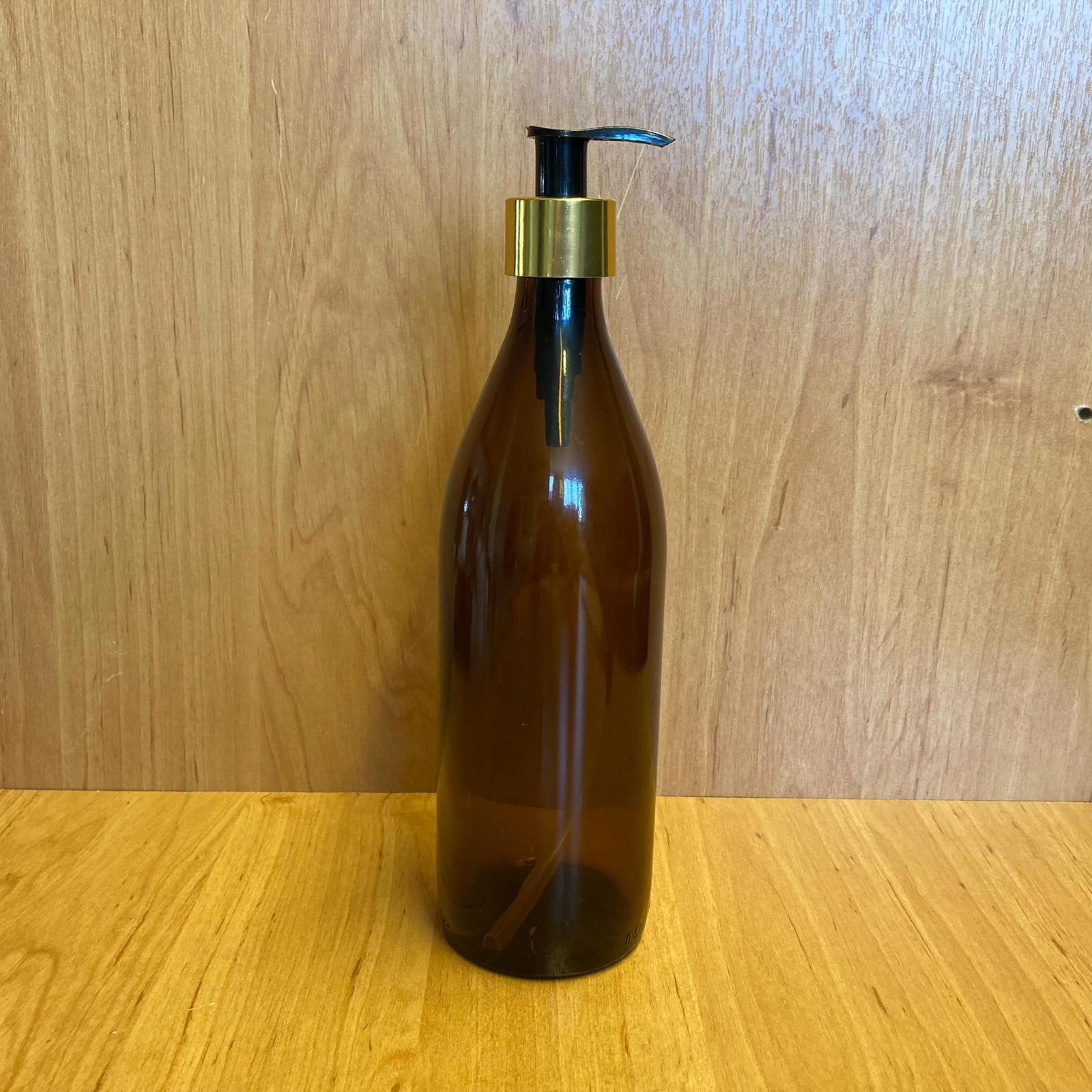 500 CC AMBER CAM ŞİŞE - GOLD POMPALI - 500 ML KAHVERENGİ POMPALI ŞİŞE