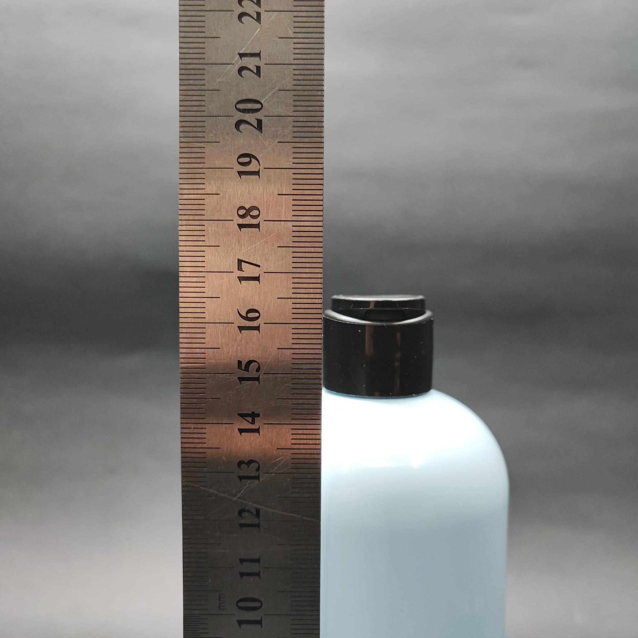 400 CC OVAL BOYUNLU SİLİNDİR PET ŞİŞE (30 GR) - SİYAH FARMASİ MODEL FLİPTOP ŞAMPUAN KAPAKLI - 400 ML PLASTİK ŞİŞE - BEBEK MAVİSİ