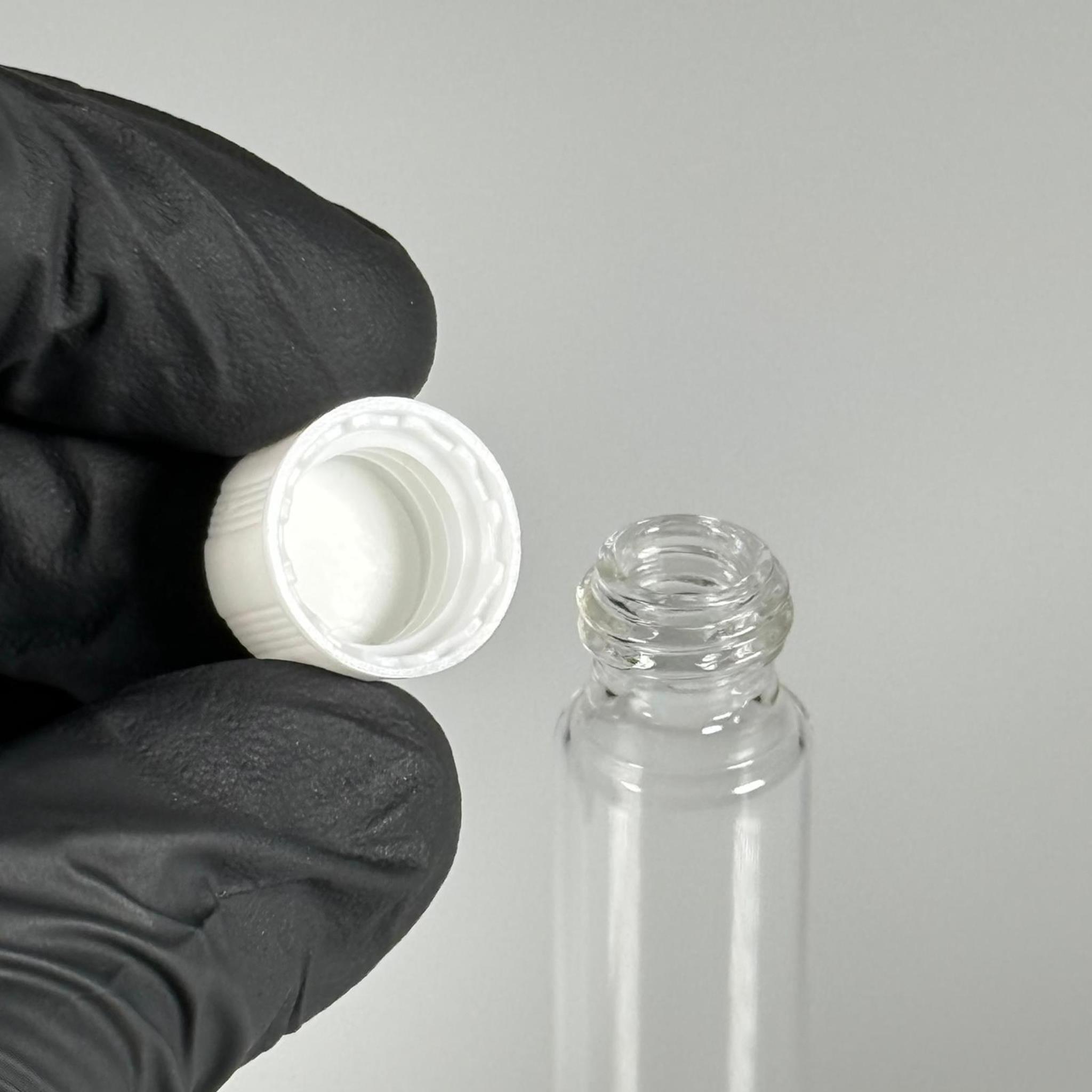 10 CC ŞEFFAF CAM ŞİŞE - BEYAZ KAPAKLI - 10 ML KAPAKLI CAM ŞİŞE