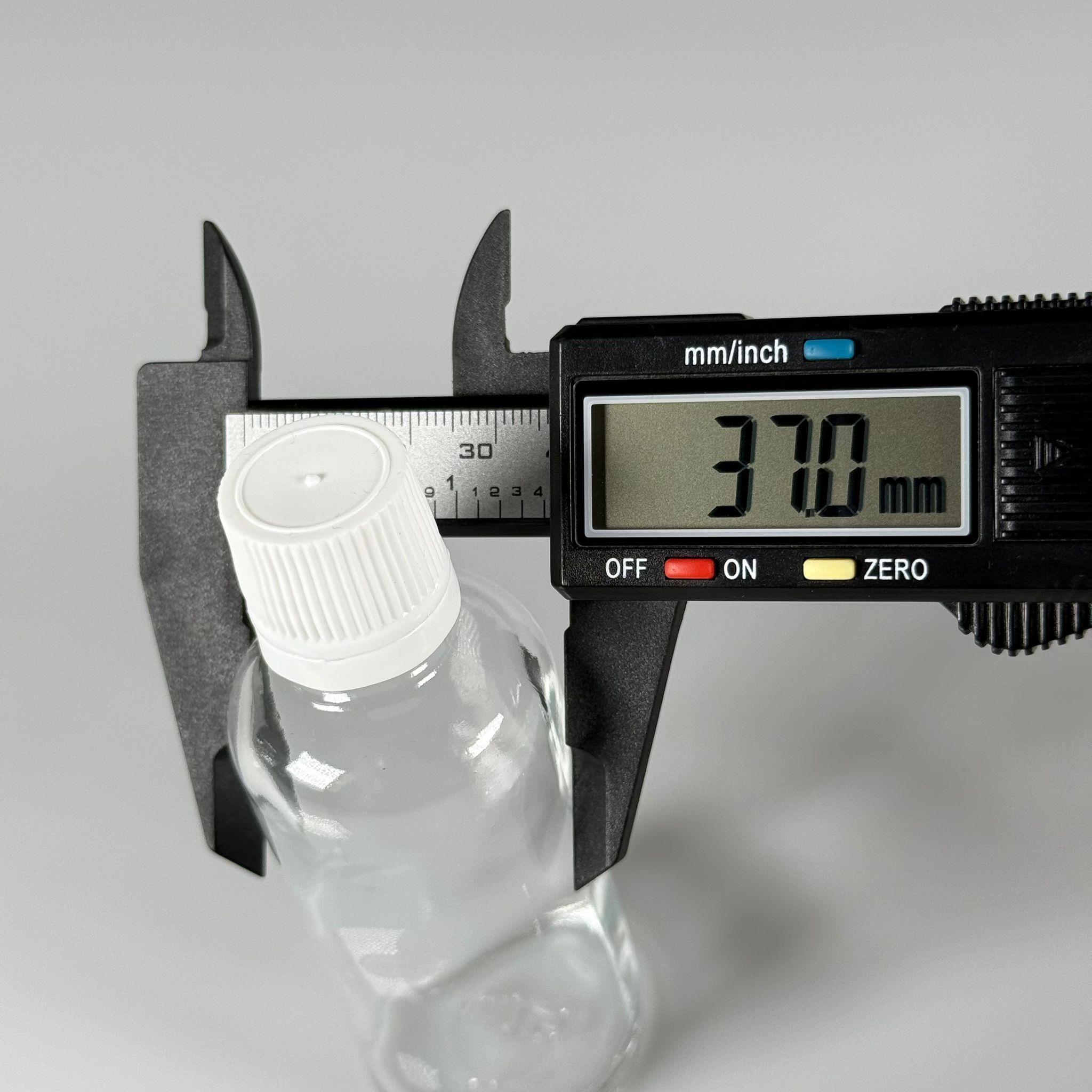 50 CC CAM ŞEFFAF KİLİTLİ, KENDİNDEN CONTALI BEYAZ KAPAKLI - 50 ML DAR AĞIZLI İLAÇ ŞİŞESİ