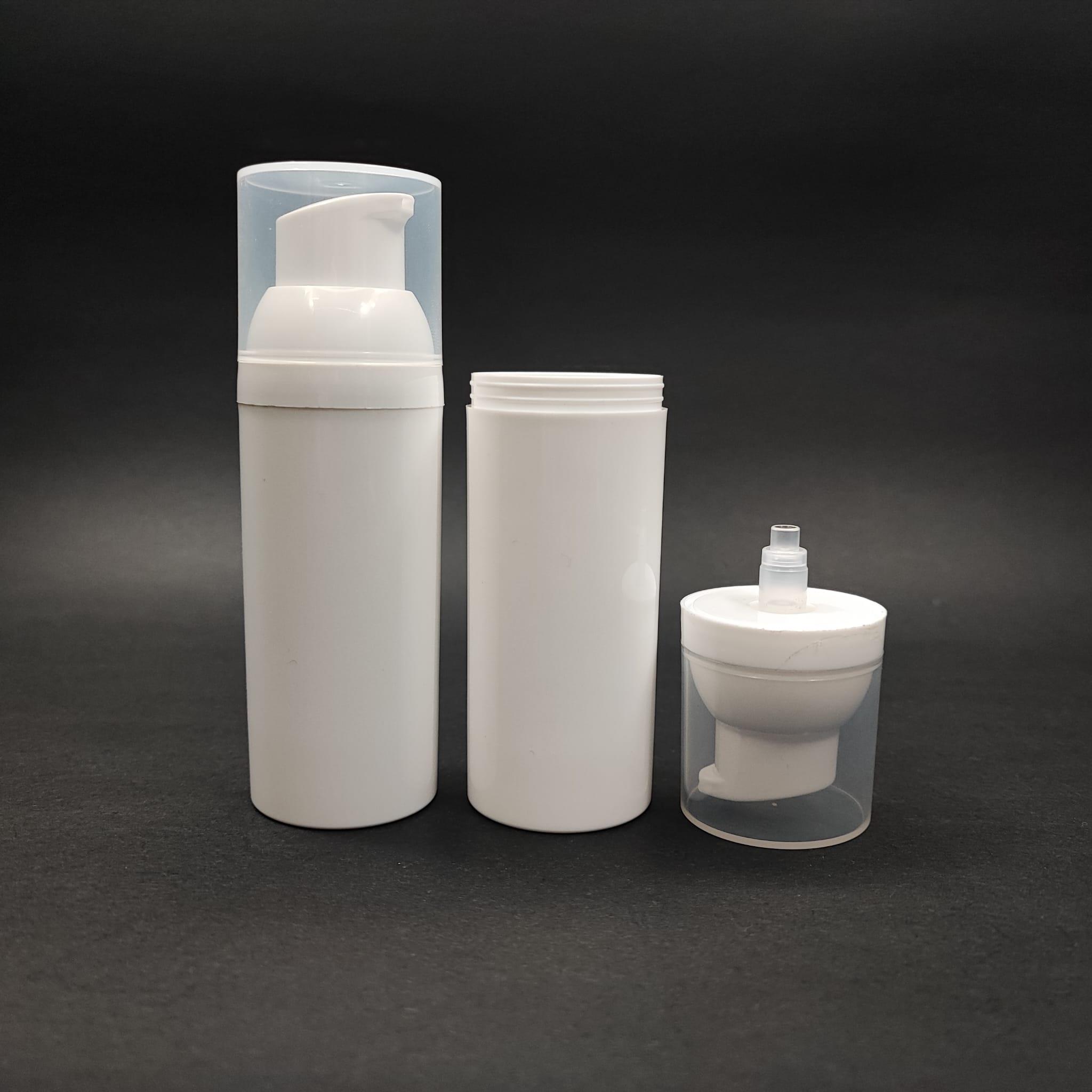 BOŞ KREM VE LOSYON ŞİŞESİ 50 ML BOŞ AİRLESS ŞİŞE - HAVASIZ POMPALI BEYAZ AİRLESS ASANSÖR ŞİŞE - GÜNEŞ KREMİ , TONİK VB AMBALAJI