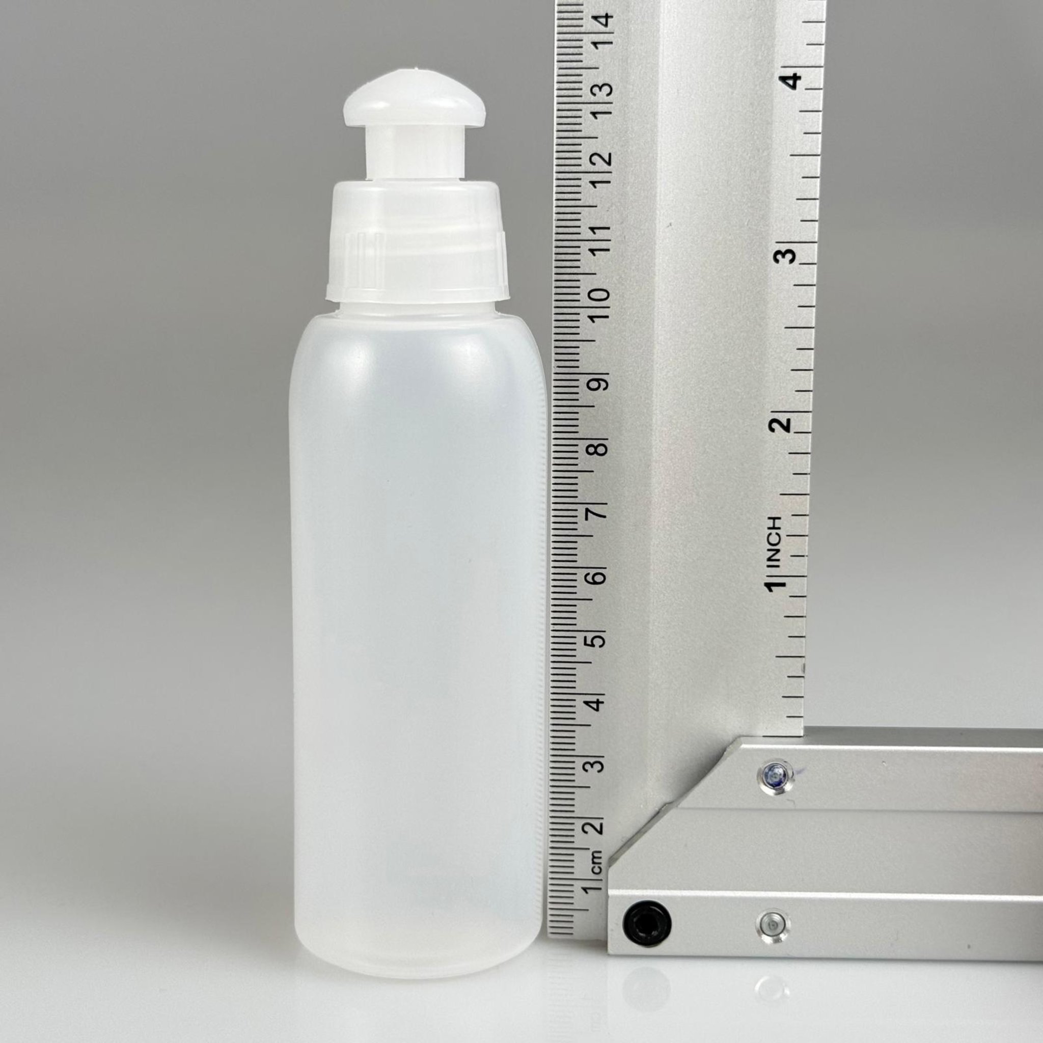 100 ML SIKILABİLİR YUMUŞAK PE POLİETİLEN PLASTİK ŞİŞE - ŞEFFAF PUSHPULL ŞAMPUAN KAPAKLI - 100 cc sos, yağ, kartuş, mürekkep vb için boş şişeler