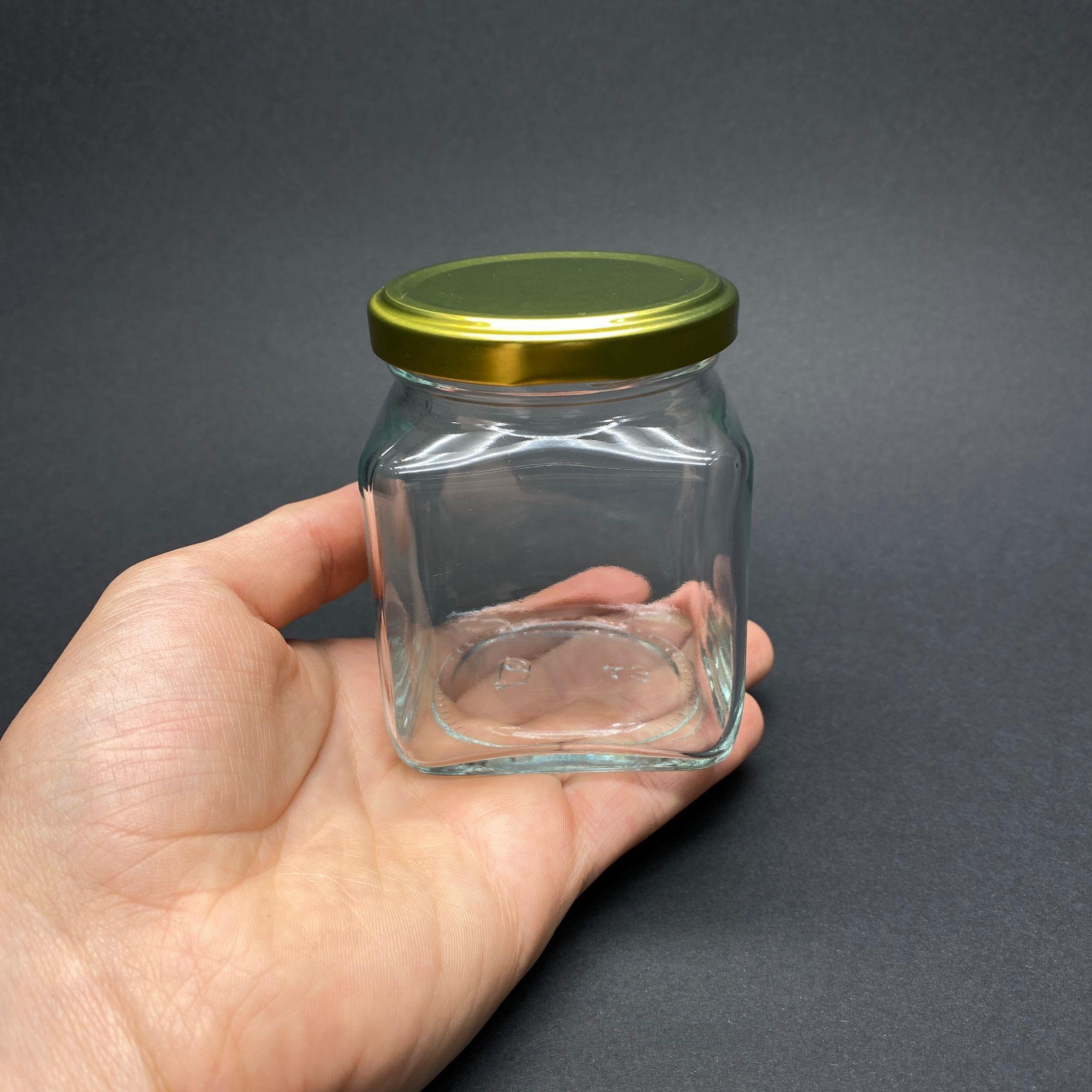 250 CC CAM KARE KAVANOZ - GOLD KAPAKLI - 250 ML KÖŞELİ KAVANOZ