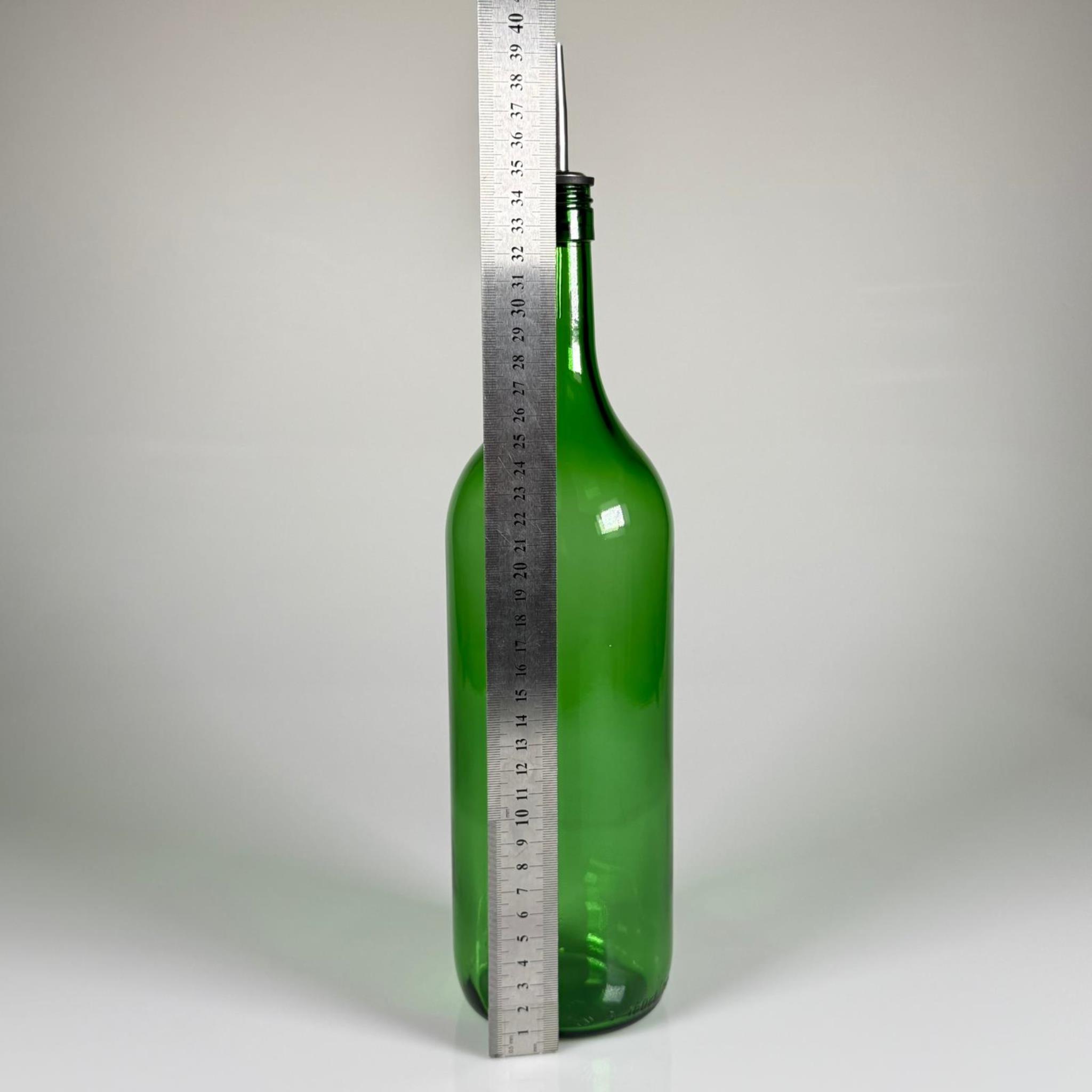 1500 CC YEŞİL CAM ŞİŞE - ÇELİK YAĞDANLIK TIPALI AKITICILI - 1,5 LİTRE YEŞİL CAM ŞİŞE - 1500 ML YAĞLIK SİRKELİK ŞİŞESİ