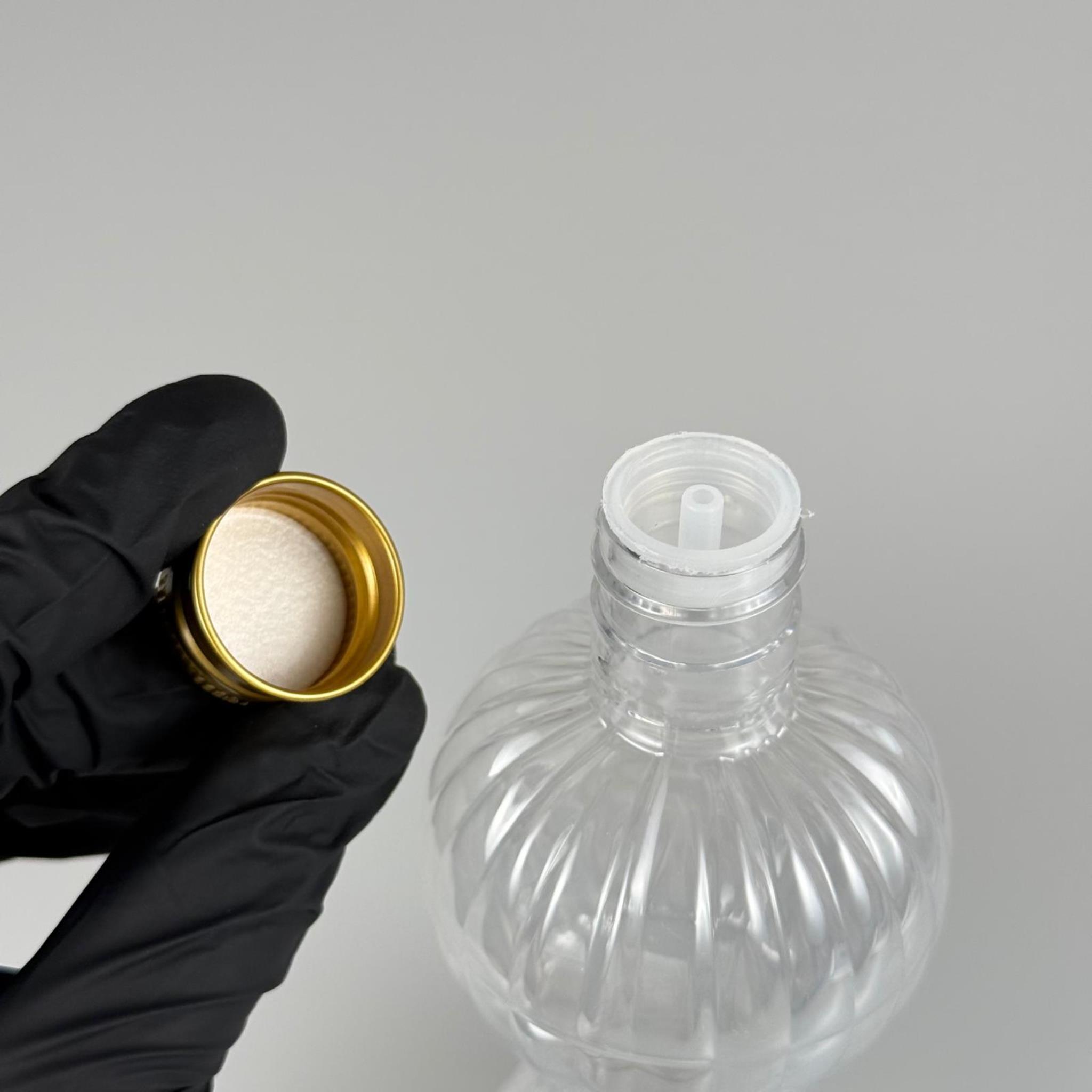 300 CC PIRLANTA ŞİŞE (CAMPET) 24 AĞIZ + KÖPÜK CONTALI GOLD METAL ALÜMİNYUM KAPAK + KOLONYA TIPALI TAKIM - 300 ML KAPAKLI PLASTİK ŞİŞELER