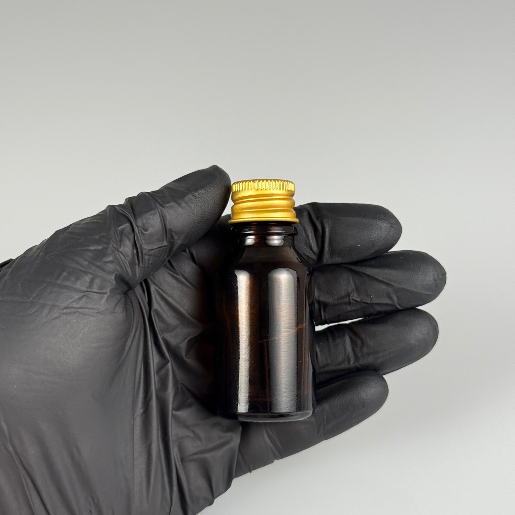 15 CC AMBER CAM ŞİŞE + KÖPÜK CONTALI GOLD ALÜMİNYUM METAL KAPAKLI + DAMLALIKLI KOLONYA TIPALI TAKIM - 15 ML KAHVERENGİ CAM ŞİŞE