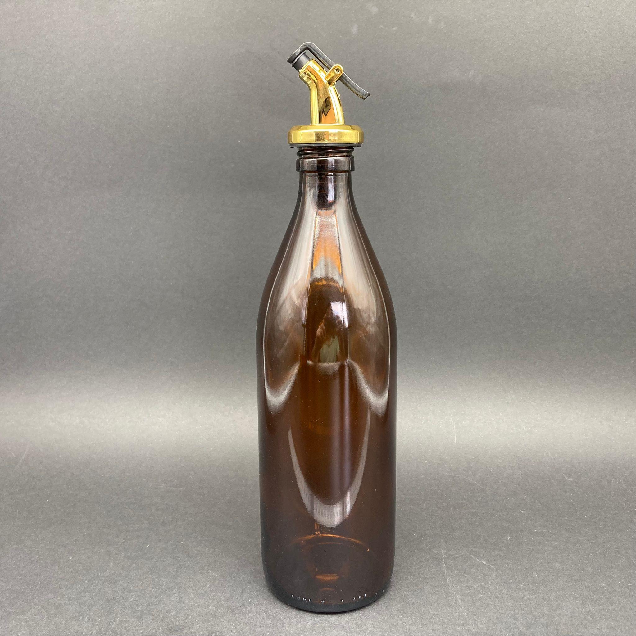 500 CC AMBER YAĞDANLIK ŞİŞESİ - 500 ML CAM YAĞLIK SİRKELİK ŞİŞE - GOLD AKITICILI