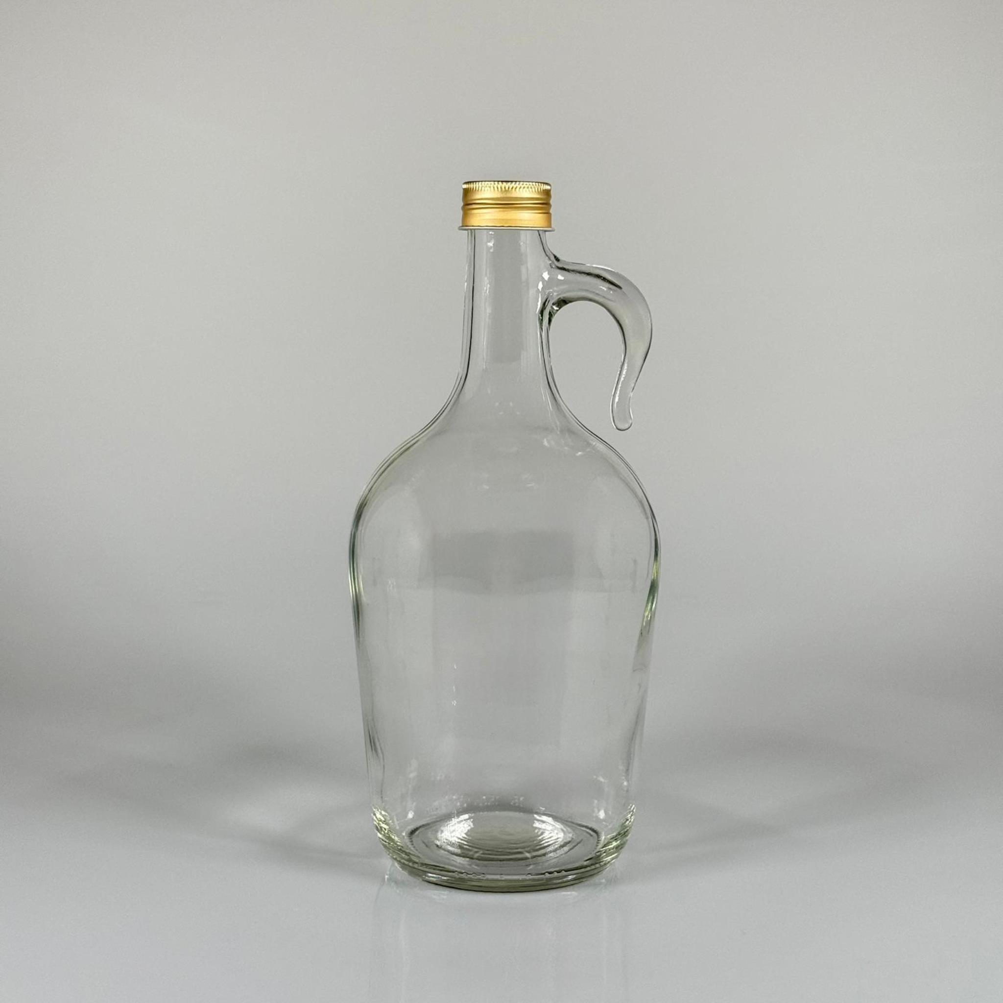 1500 CC KULPLU GALON ŞİŞE - 1,5 LİTRE GALON KULPLU CAM ŞİŞE - GOLD METAL ALÜMİNYUM KAPAKLI