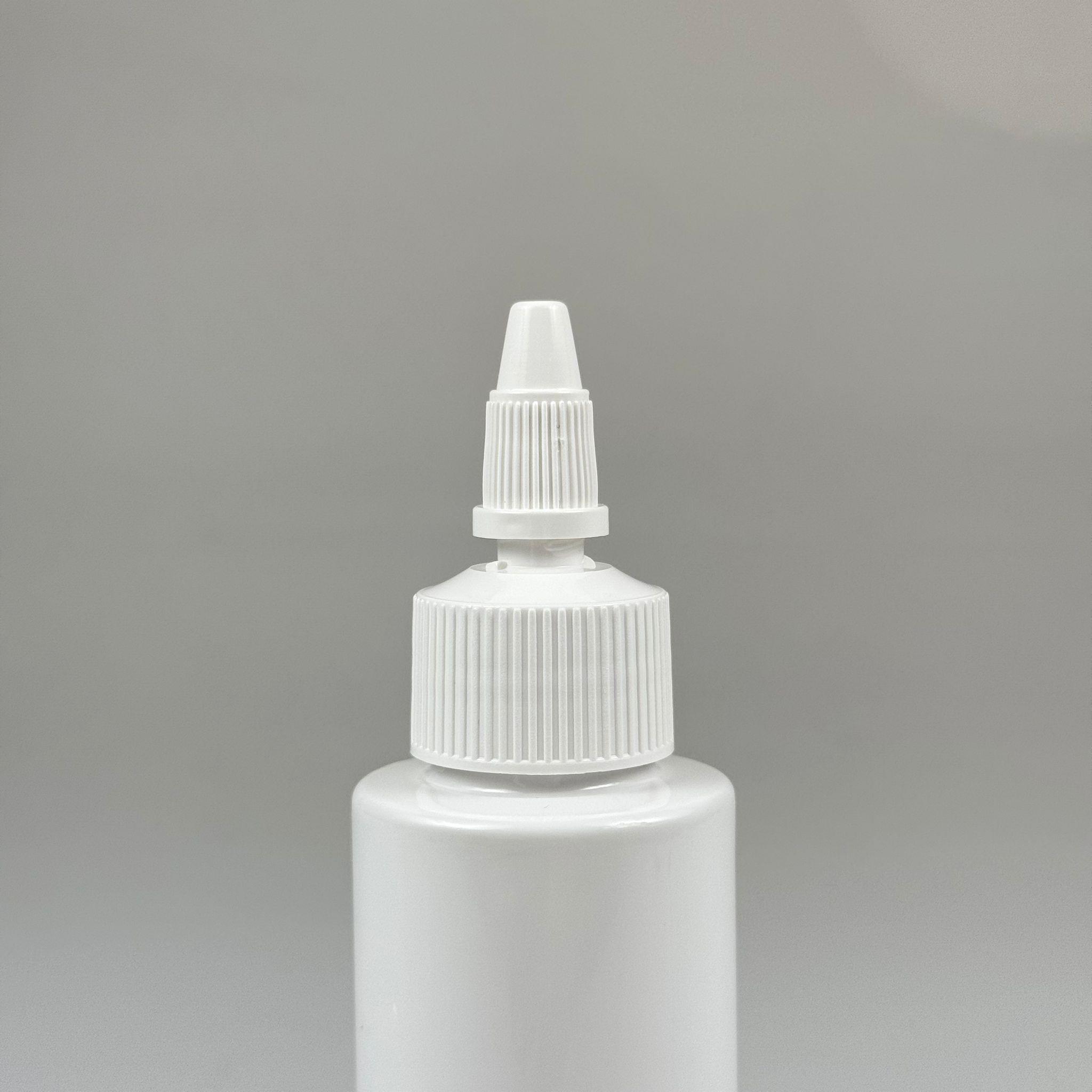 YAĞ, SOS, ACI SOS, SİRKE, SRIRACHA, MÜREKKEP, TUTKAL AKITICI VB BOŞ ŞİŞELERİ - BEYAZ SİVRİ TWİST AKITICI KAPAK + 100 ML KÜT BEYAZ SERT PET PLASTİK ŞİŞE TAKIM