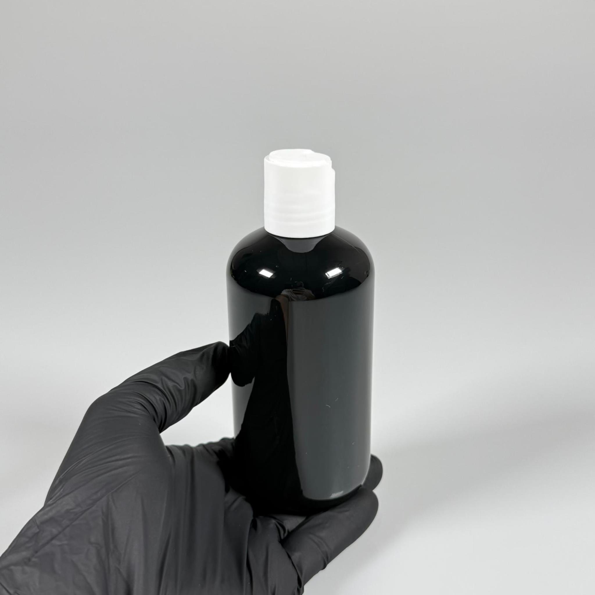 250 CC SİYAH PLASTİK ŞİŞE ZEYNEP MODEL - BEYAZ DİSKTOP AKITICILI KAPAKLI - 250 ML TOMBUL ŞAMPUAN PET ŞİŞE