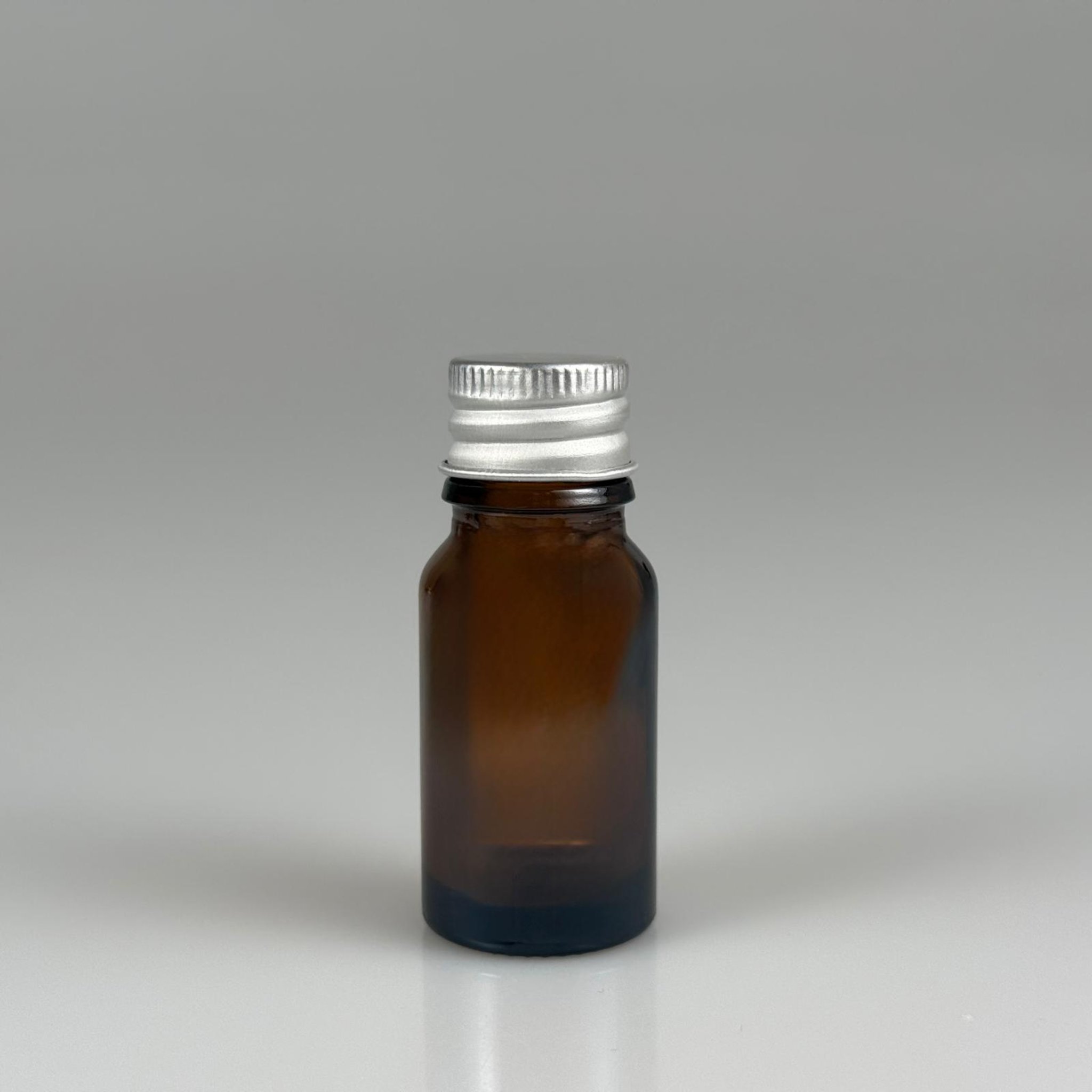 10 CC AMBER CAM ŞİŞE + KÖPÜK CONTALI GÜMÜŞ ALÜMİNYUM METAL KAPAKLI TAKIM - 10 ML KAHVERENGİ CAM ŞİŞE