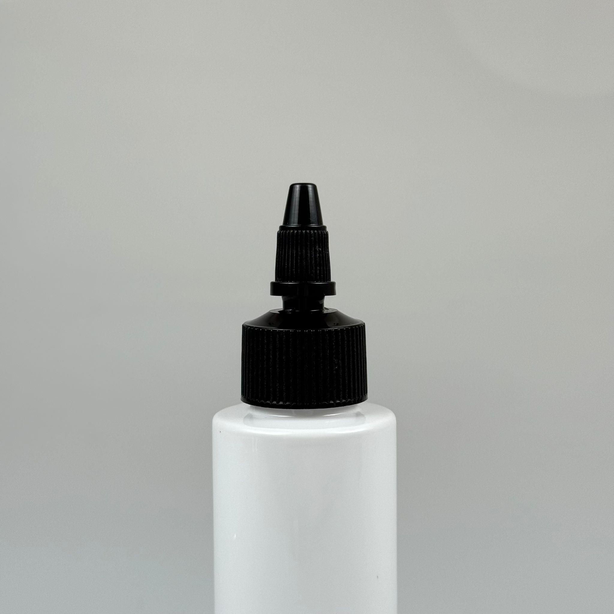 YAĞ, SOS, ACI SOS, SİRKE, SRIRACHA, MÜREKKEP, TUTKAL AKITICI VB BOŞ ŞİŞELERİ - SİYAH SİVRİ TWİST AKITICI KAPAK + 100 ML KÜT BEYAZ SERT PET PLASTİK ŞİŞE TAKIM