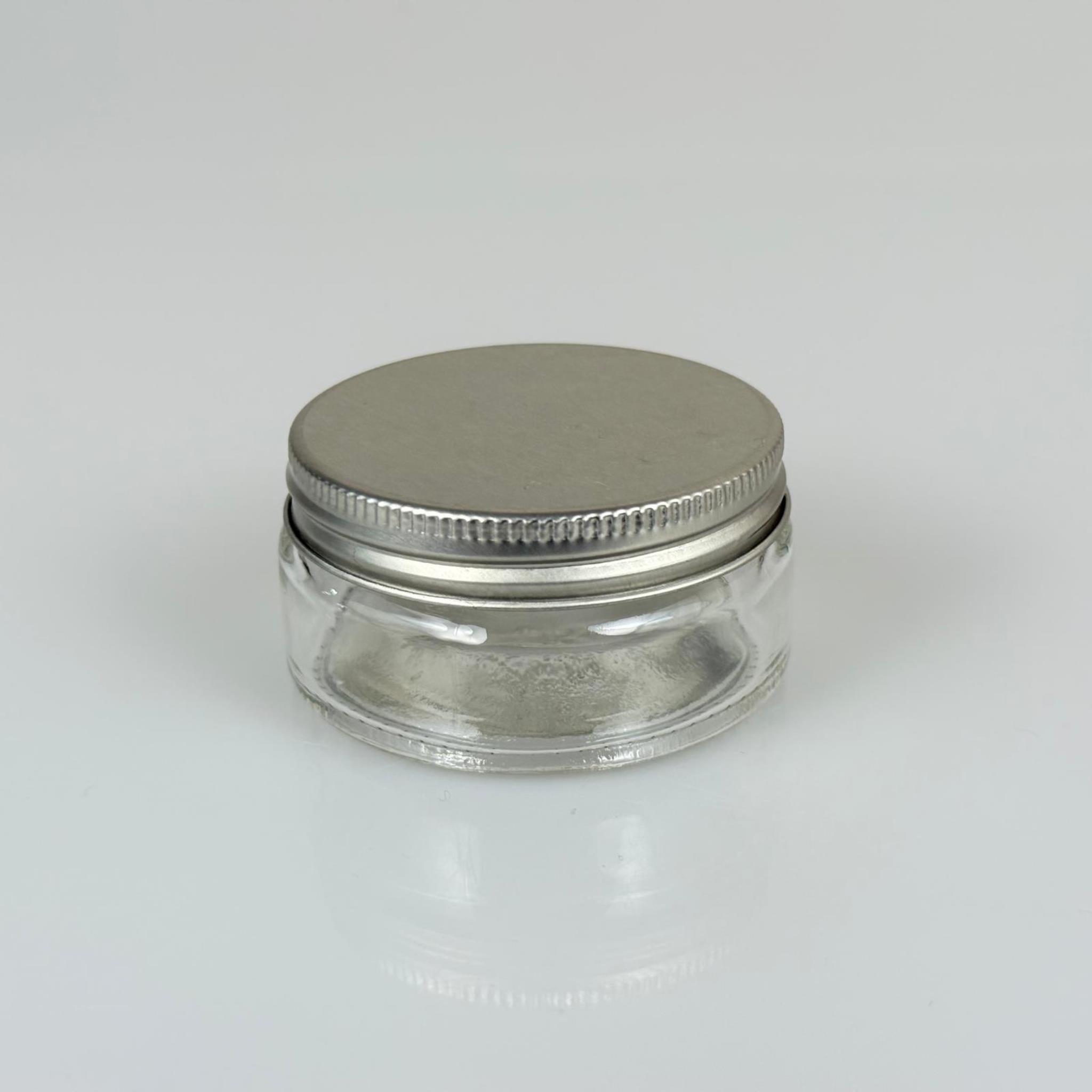 50 CC CAM KREM KAVANOZU - GÜMÜŞ METAL KAPAKLI - 50 ML CAM PAŞABAHÇE KREM KAVANOZU