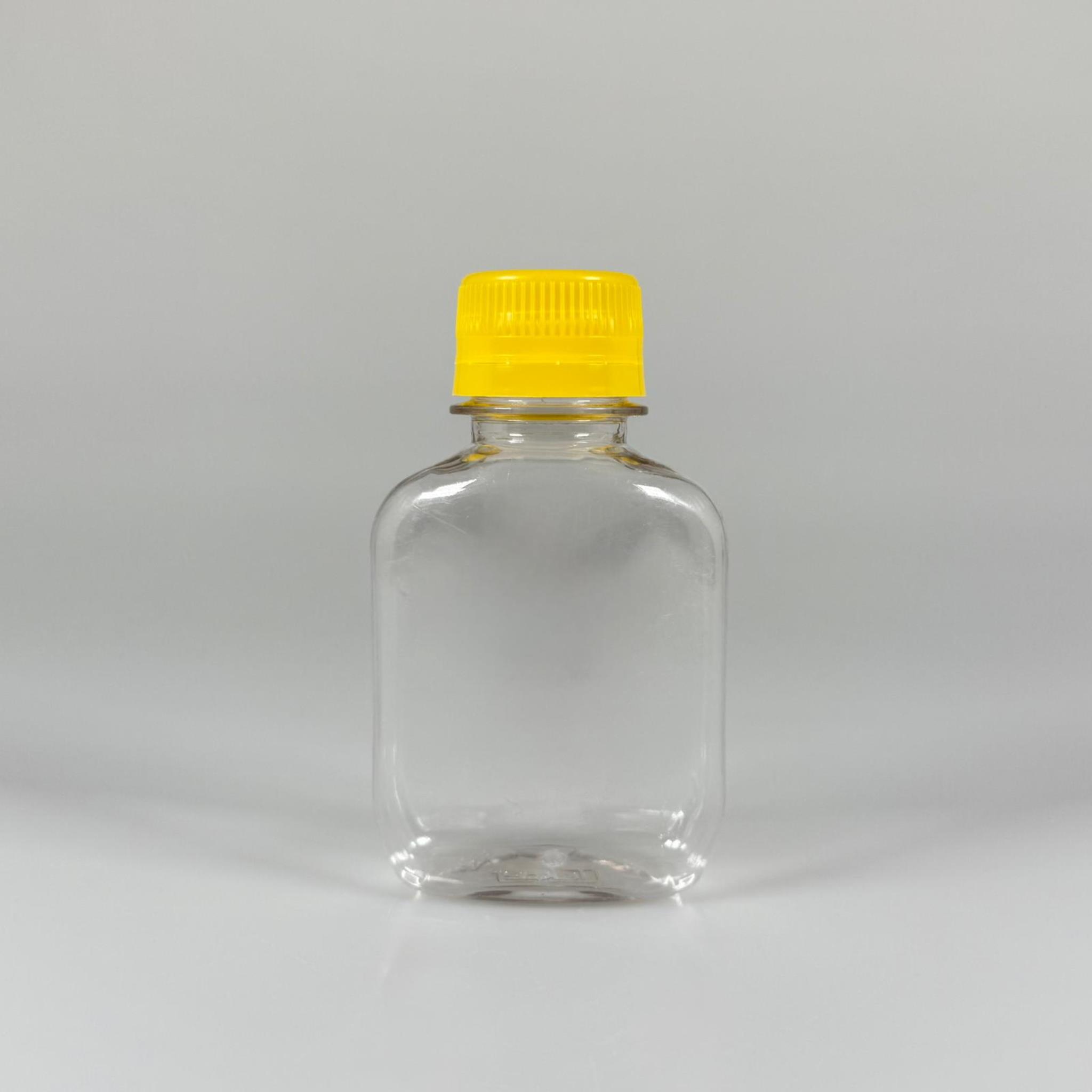 100 CC KİLİTLİ CONTALI KAPAKLI PLASTİK ŞİŞE - 100 ML PET ŞİŞE KALIN (15 GR) - ELLE KAPATARAK KİLİTLENİR SIZDIRMAZ SARI KAPAK - NUMUNE ŞİŞESİ