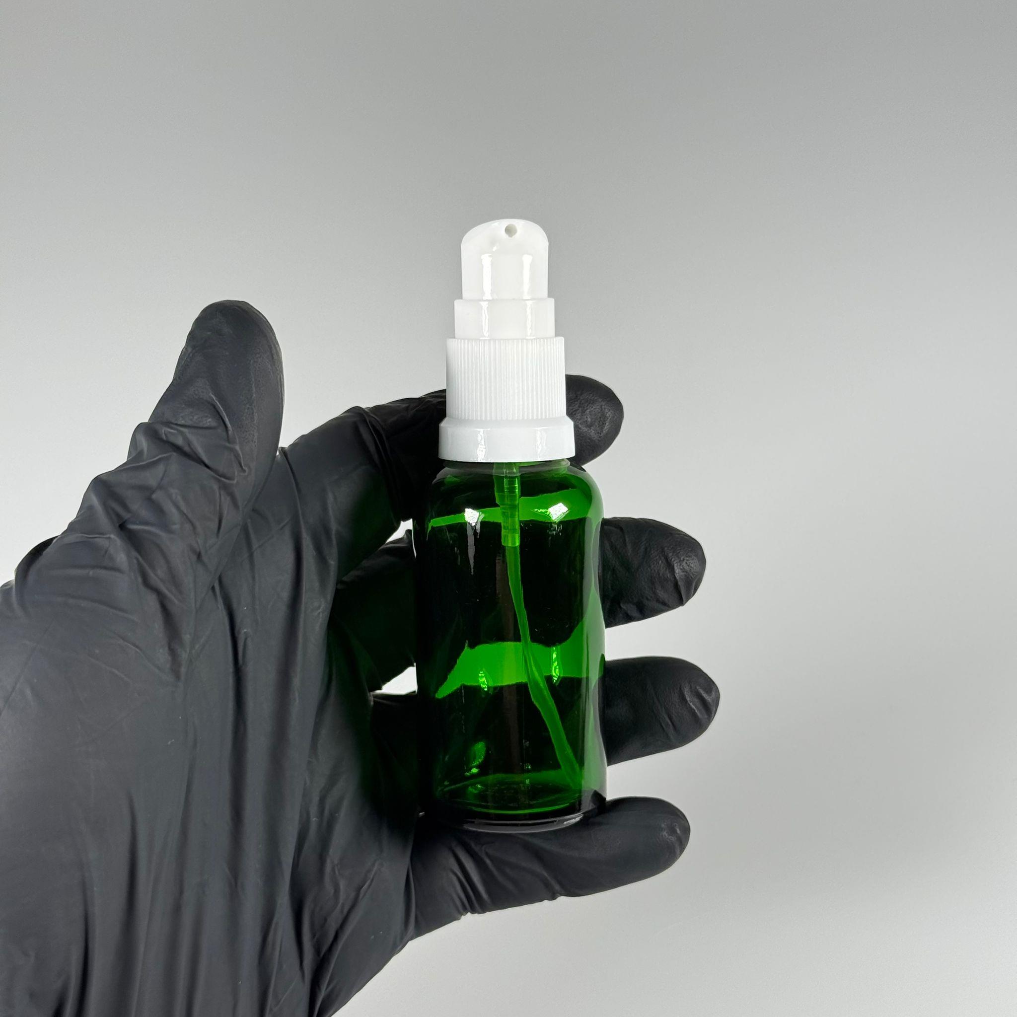 50 CC YEŞİL CAM ŞİŞE - SIZDIRMAZ ETEKLİ BEYAZ LOSYON POMPALI TAKIM - 50 ML LOSYON ŞİŞESİ - YAĞ, KREM GİBİ YOĞUN KIVAMLI SIVILAR İÇİN CAM AMBALAJ