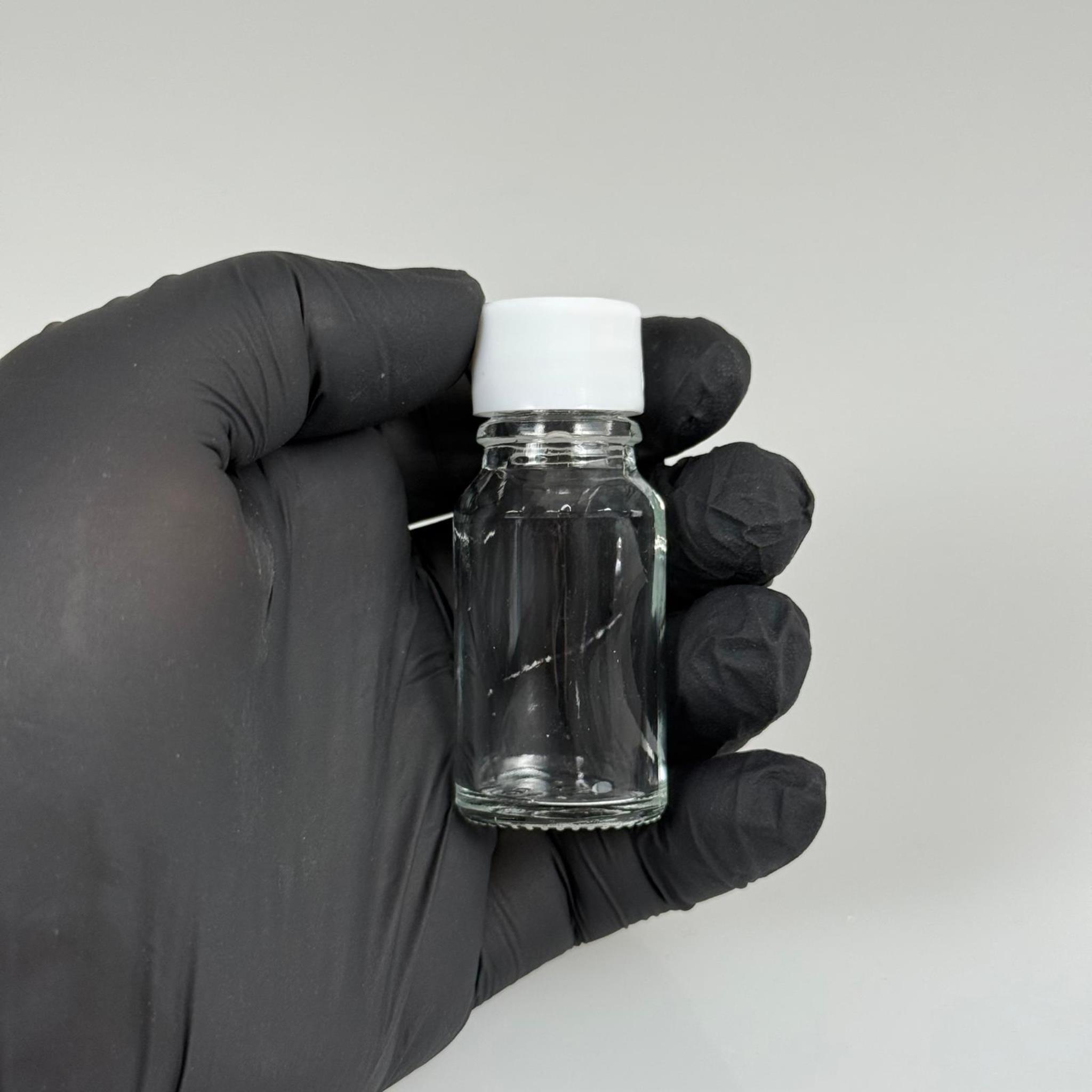 10 ML ŞEFFAF CAM ŞİŞE + CONTALI BEYAZ KAPAK - 10 CC KAPAKLI CAM ŞİŞE