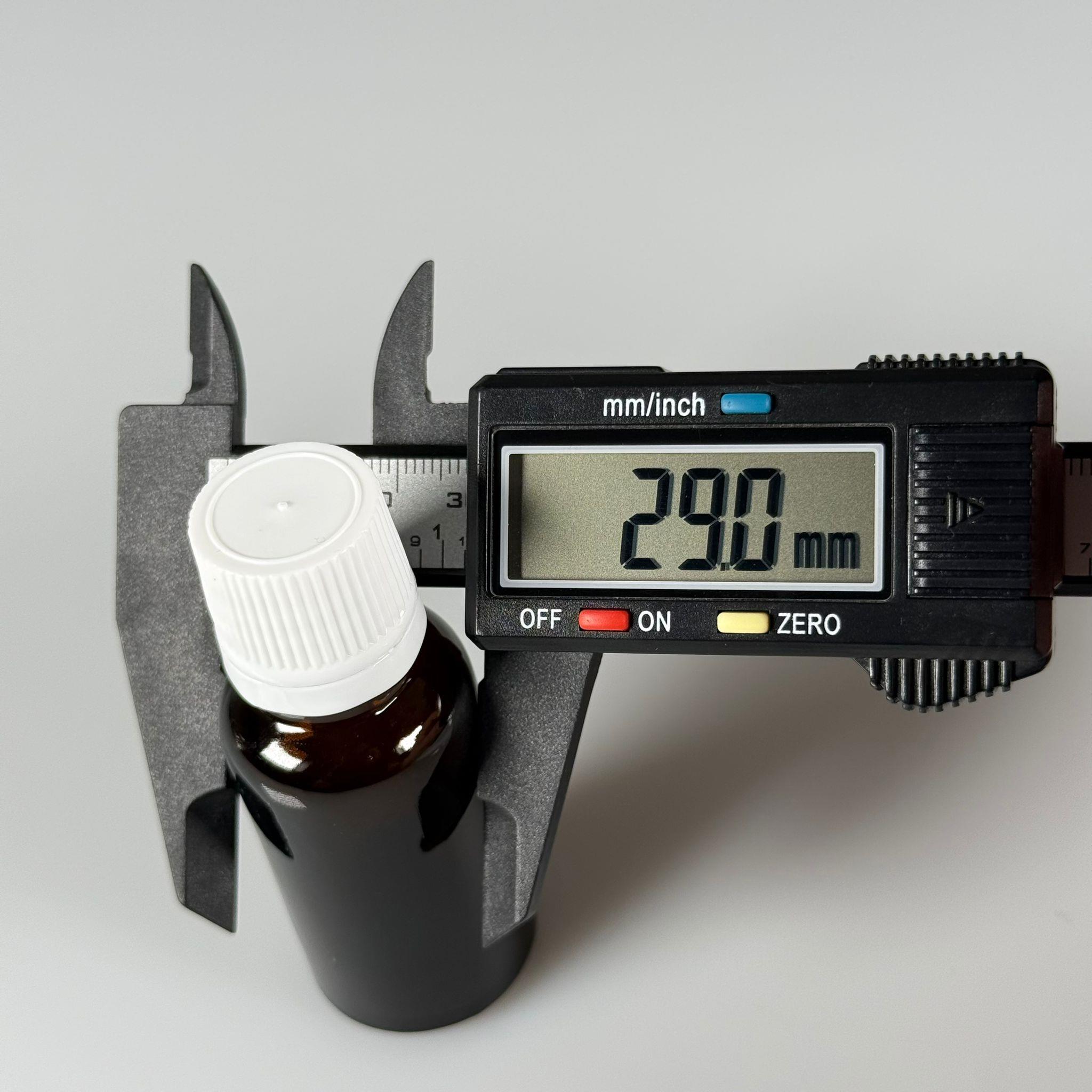 20 CC CAM AMBER KAHVERENGİ KİLİTLİ, KENDİNDEN CONTALI BEYAZ KAPAKLI - 20 ML DAR AĞIZLI İLAÇ ŞİŞESİ