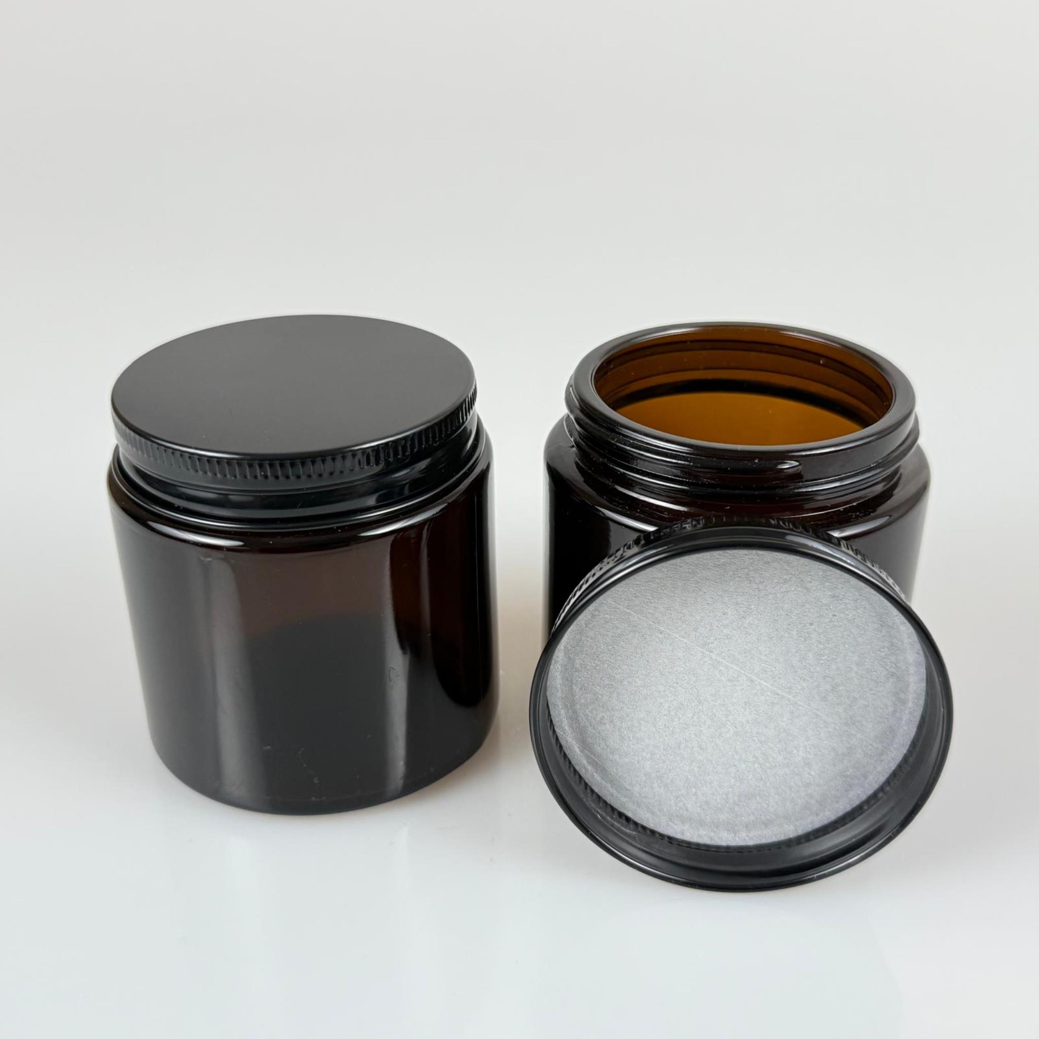 100 CC CAM AMBER KREM KAVANOZU - KÖPÜK CONTALI SIZDIRMAZ SİYAH METAL KAPAKLI  - 100 ML KAHVERENGİ KREM KAVANOZU - AMBER MUM KAVANOZU - MEDİKAL KAVANOZ - ORJİNAL AMBER (BOYAMA DEĞİL)