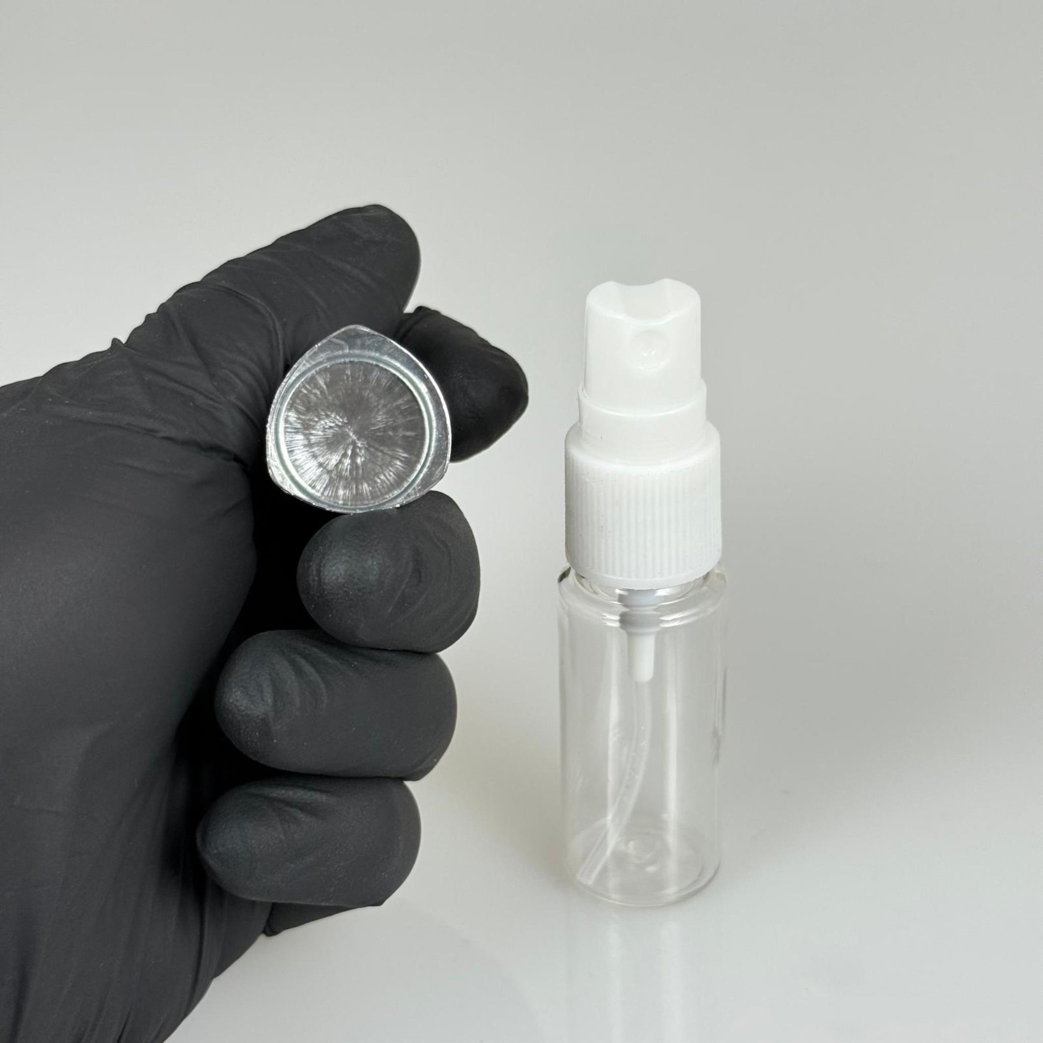 15 ML PET KOLONYA, PARFÜM VB ŞİŞELERİ - METAL ALÜMİNYUM GÜMÜŞ KAPAK + VİDALI SPREY + 15 CC ŞİŞE SET TAKIM