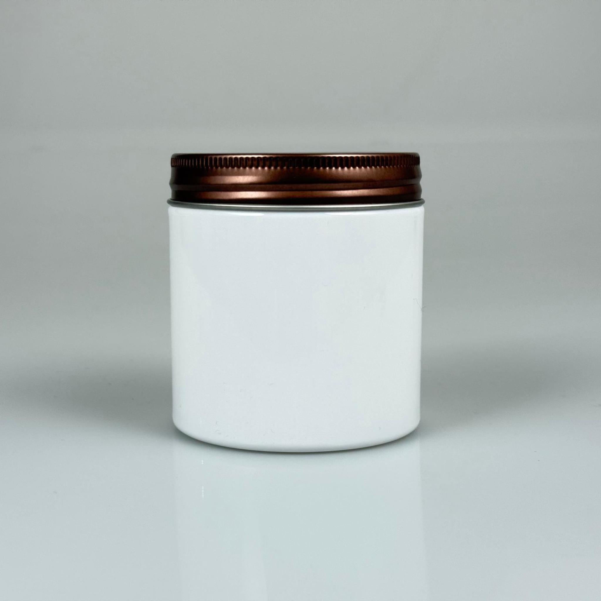 250 CC BEYAZ SERT PLASTİK KAVANOZ - BRONZ METAL KAPAKLI - 250 ML METAL KAPAKLI PLASTİK KAVANOZ - KOZMETİK KAVANOZ, GIDA KAVANOZU VE KREM KAVANOZU OLARAK KULLANABİLİRSİNİZ