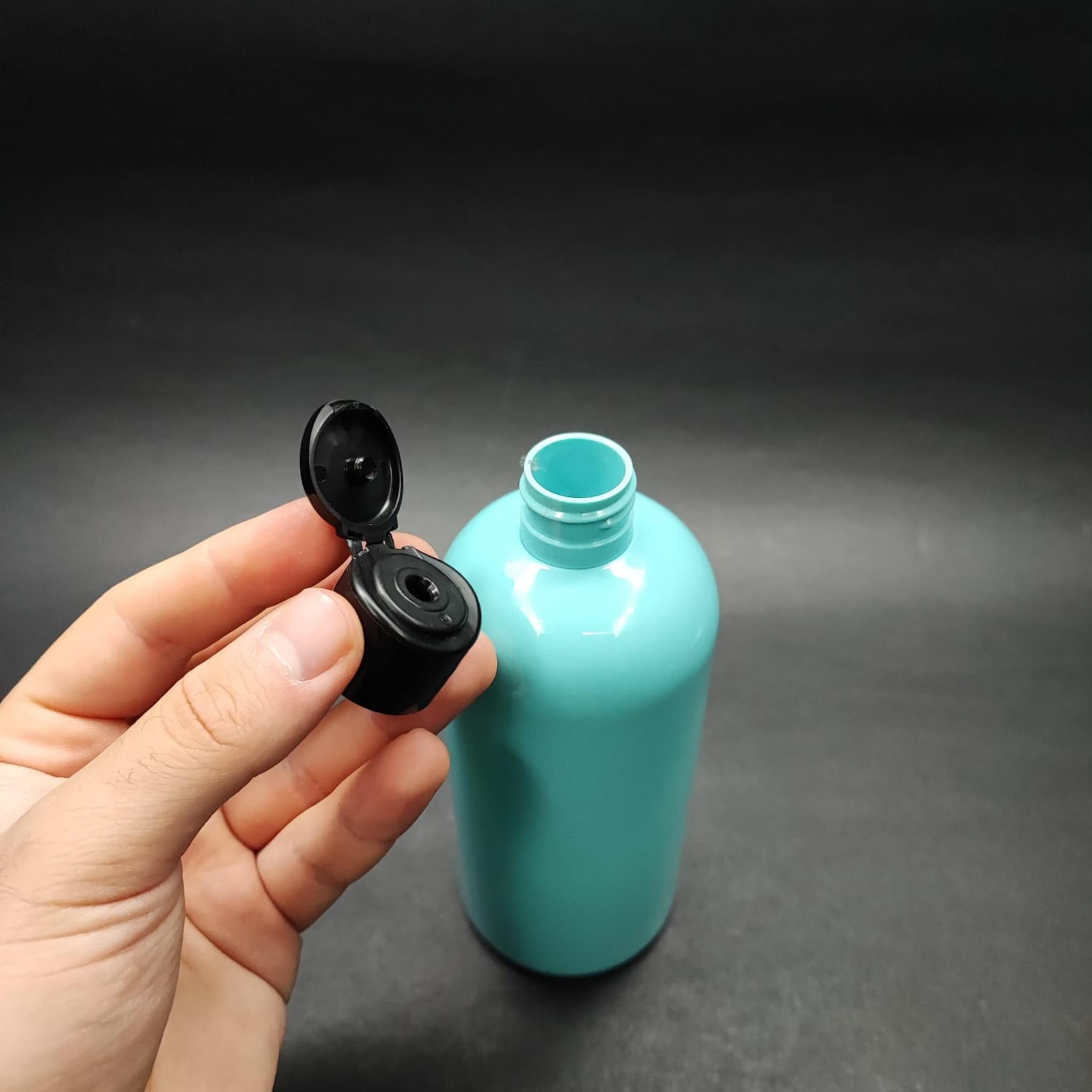 400 CC OVAL BOYUNLU SİLİNDİR PET ŞİŞE (30 GR) - SİYAH FARMASİ MODEL FLİPTOP ŞAMPUAN KAPAKLI - 400 ML PLASTİK ŞİŞE - TURKUAZ