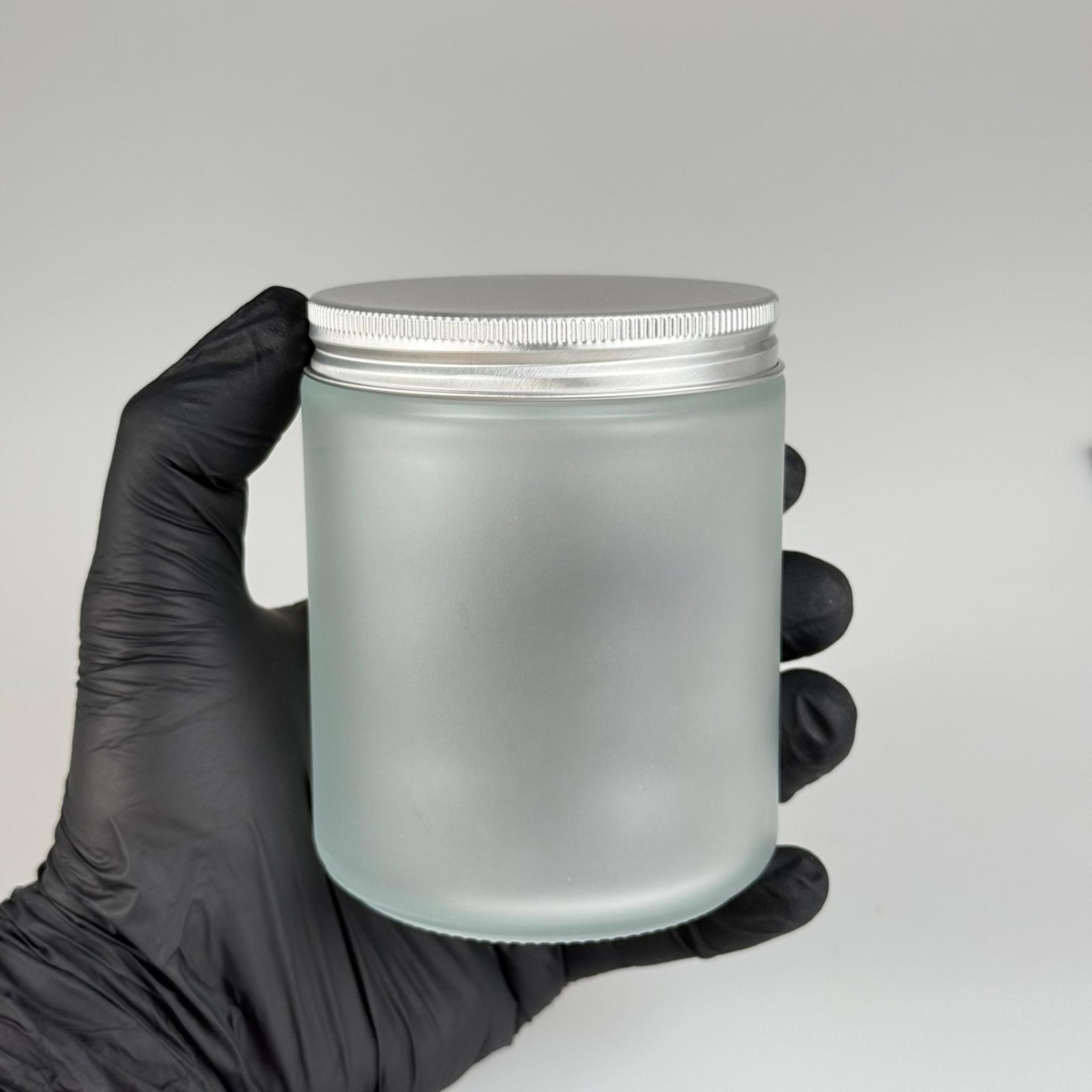 270 CC CAM BUZLU MUM KAVANOZU - KÖPÜK CONTALI SIZDIRMAZ GÜMÜŞ METAL KAPAKLI  - 270 ML KREM KAVANOZU - MUM KAVANOZLARI - MEDİKAL KAVANOZ