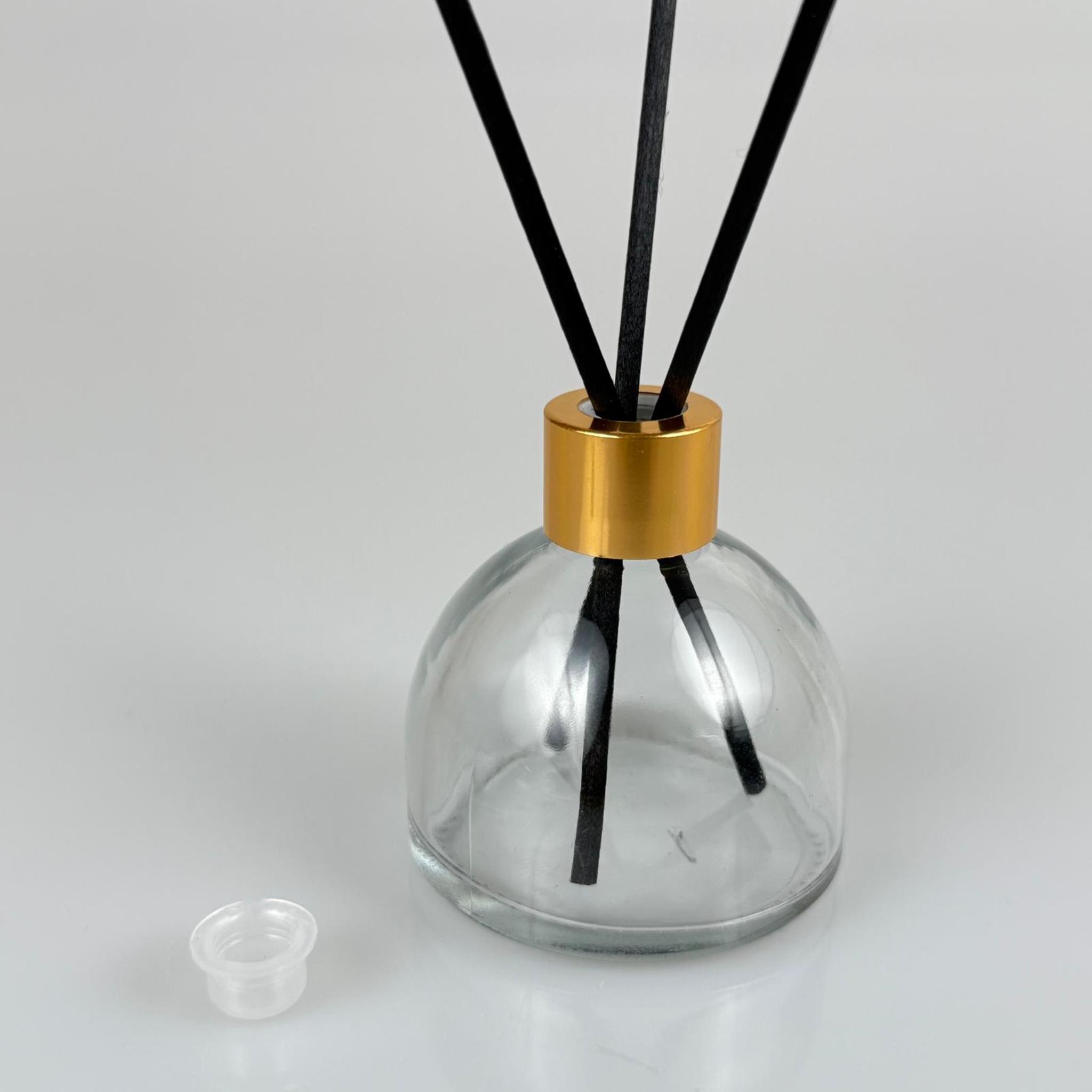KUBBE MODEL CAM BAMBU ODA KOKUSU ŞİŞESİ + METAL GOLD KAPAK + TIPA + 3 ADET FİBER BAMBU ÇUBUK - 50 ML SET TAKIM - HEDİYELİK PROMOSYON DİFFUSER ŞİŞELERİ