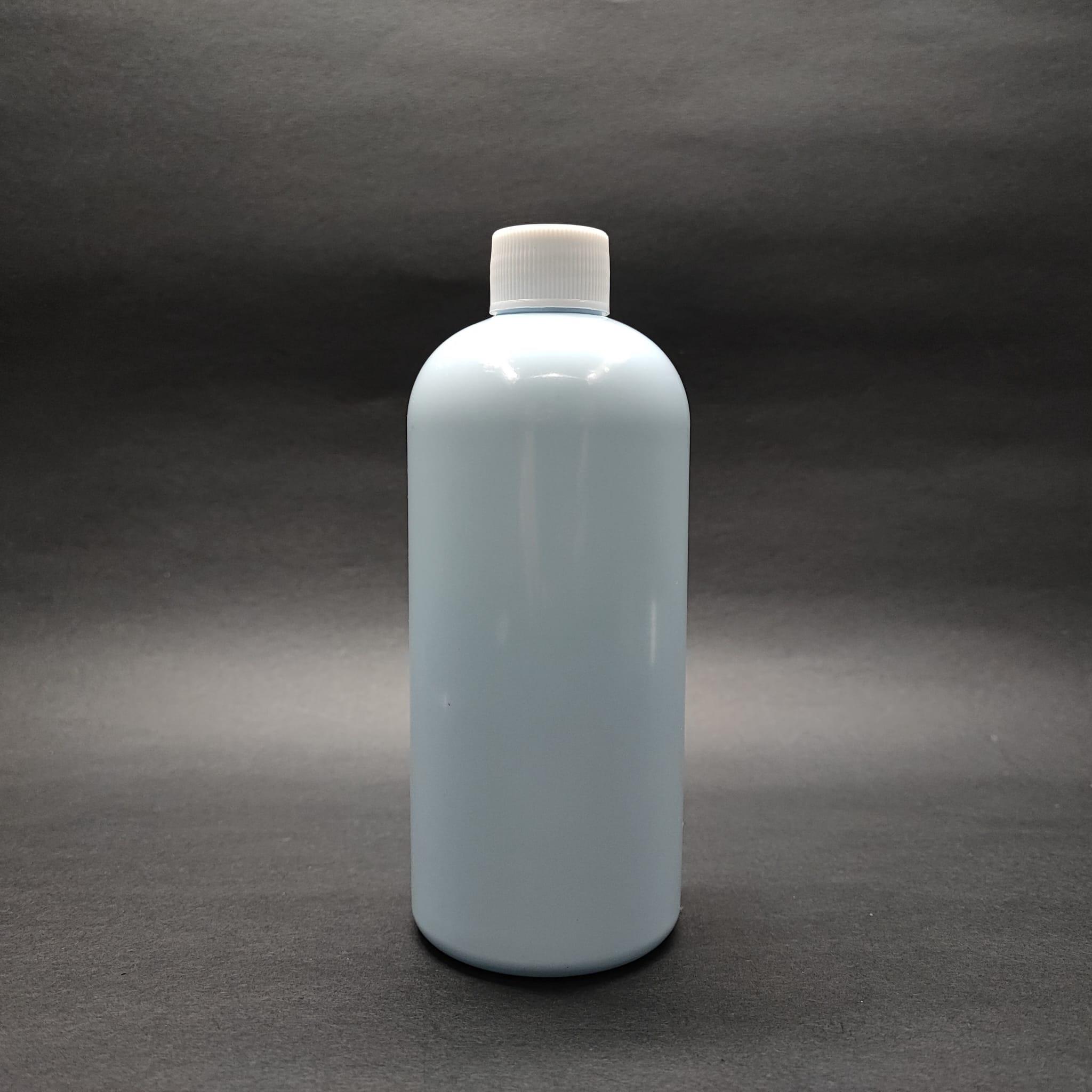 400 CC OVAL BOYUNLU SİLİNDİR PET ŞİŞE (30 GR) - CONTALI BEYAZ KAPAKLI - 400 ML PLASTİK ŞİŞE - BEBEK MAVİSİ
