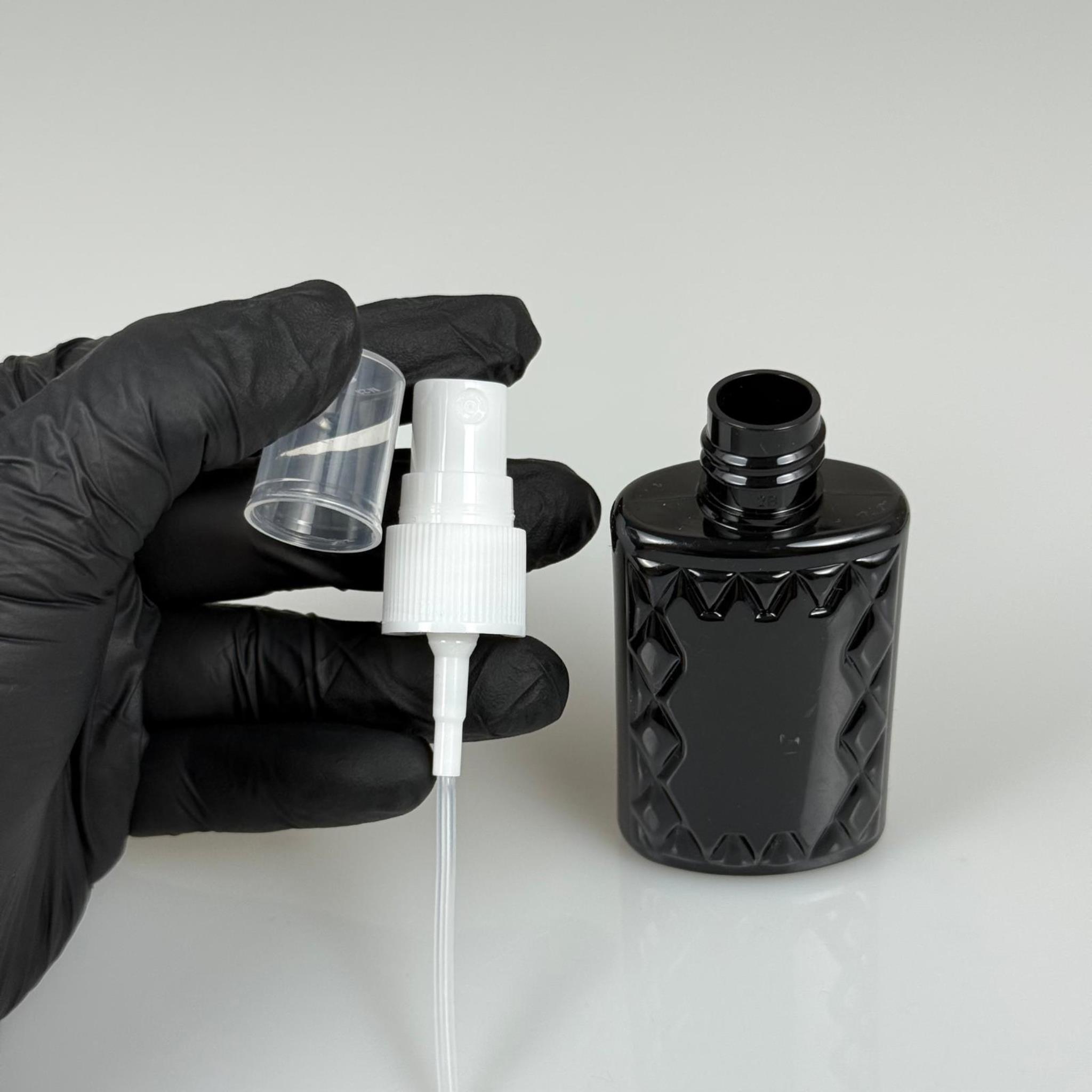 50 CC SİYAH PET KÖŞELİ PARFÜM ŞİŞESİ - BEYAZ SPREYLİ - 50 ML PLASTİK PARFÜM - KOLONYA ŞİŞESİ
