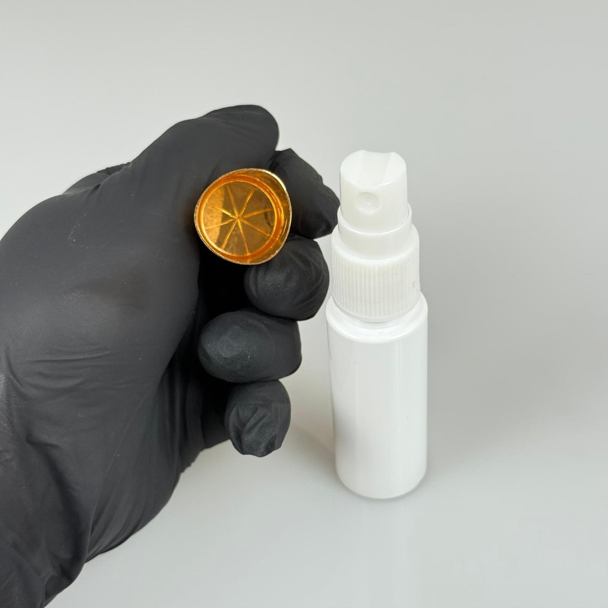20 ML PET KOLONYA, PARFÜM VB ŞİŞELERİ - METAL ALÜMİNYUM GOLD KAPAK + VİDALI SPREY + 20 CC BEYAZ UZUN MODEL ŞİŞE SET TAKIM