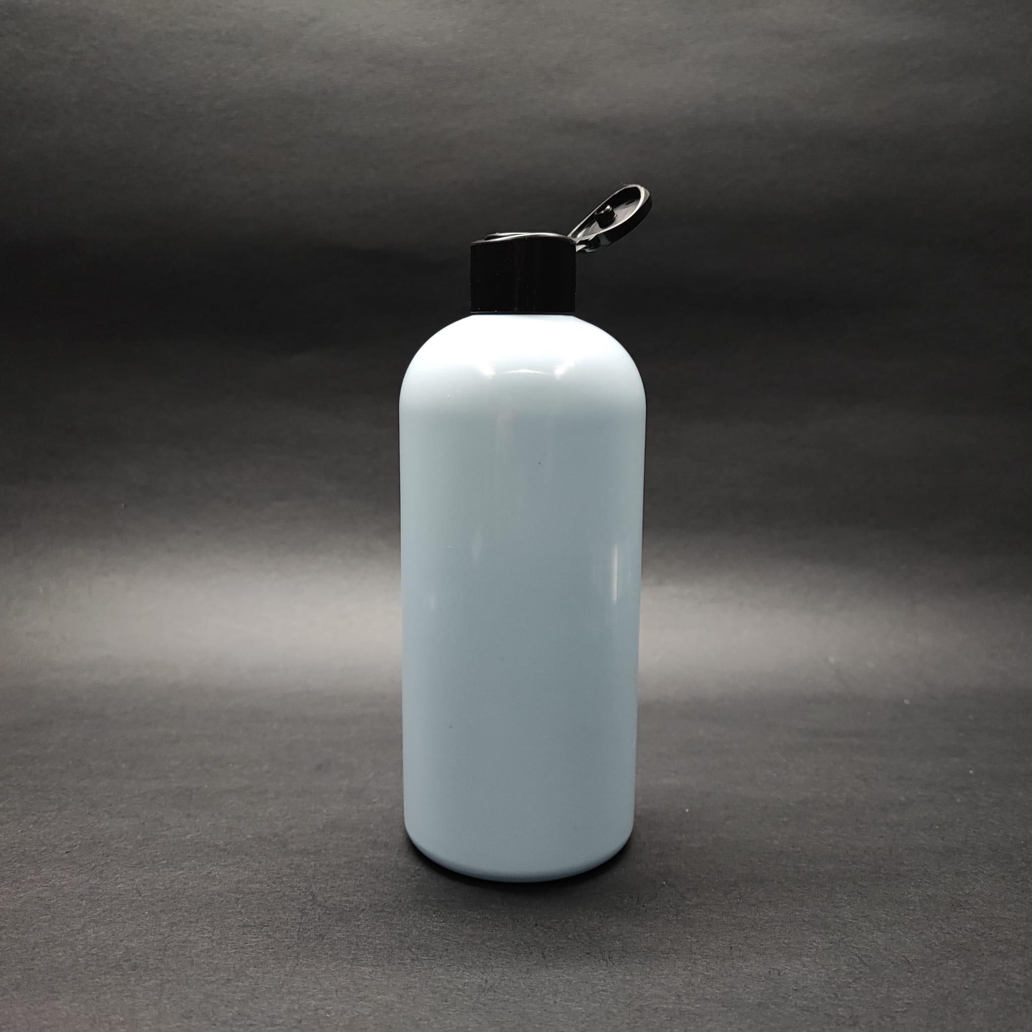 400 CC OVAL BOYUNLU SİLİNDİR PET ŞİŞE (30 GR) - SİYAH FARMASİ MODEL FLİPTOP ŞAMPUAN KAPAKLI - 400 ML PLASTİK ŞİŞE - BEBEK MAVİSİ
