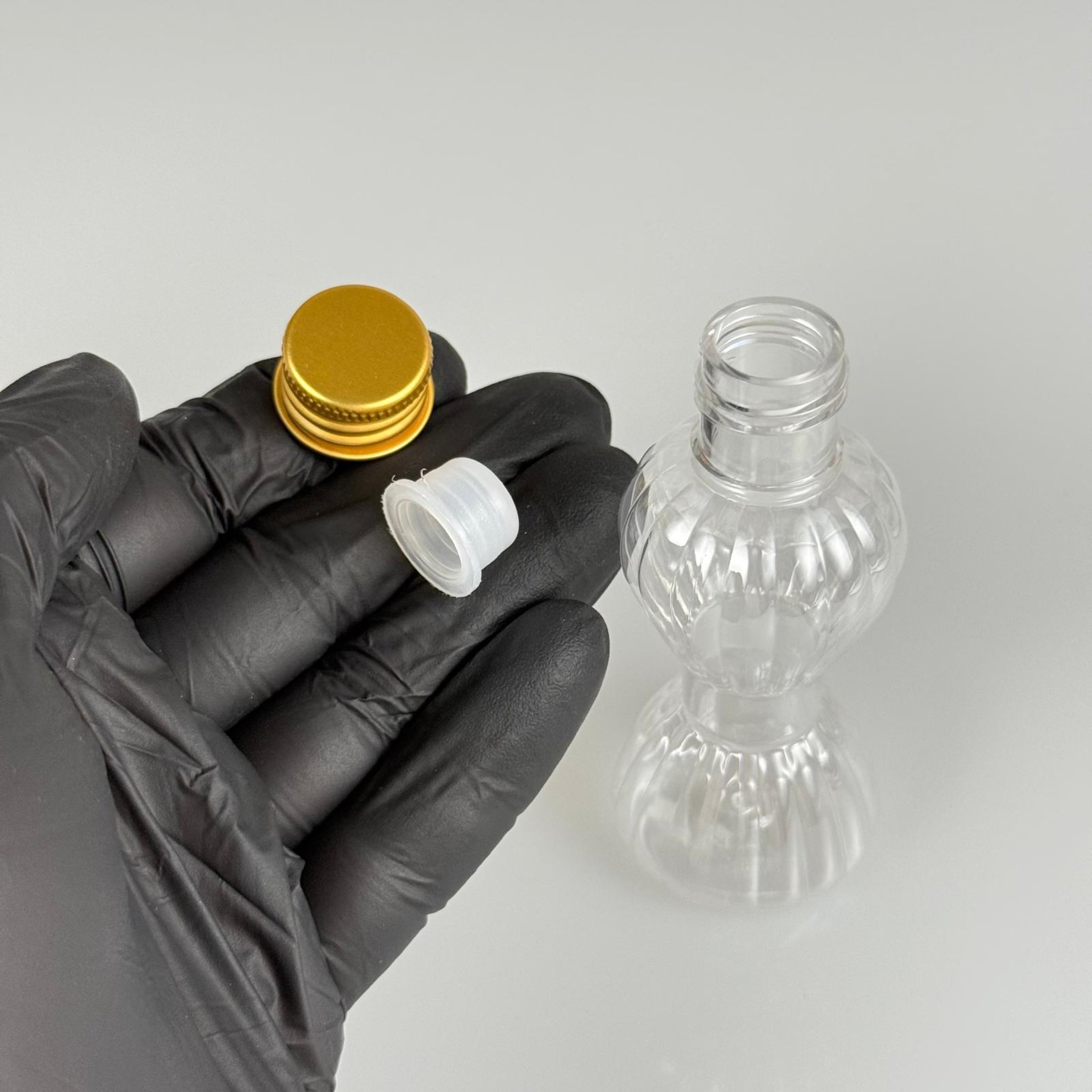 40 CC MİNİ PIRLANTA ŞİŞE + KÖPÜK CONTALI GOLD ALÜMİNYUM METAL KAPAKLI + KÖR TIPALI TAKIM - 40 ML CAMPET ŞİŞE