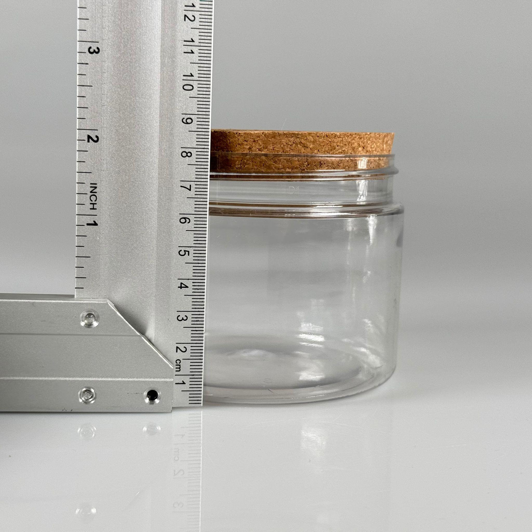 AHŞAP KAPAKLI PLASTİK SAKLAMA KABI - 500 ML SERT PET KAVANOZ + AHŞAP MANTAR KAPAK SET - mutfak, raf düzenleyicileri