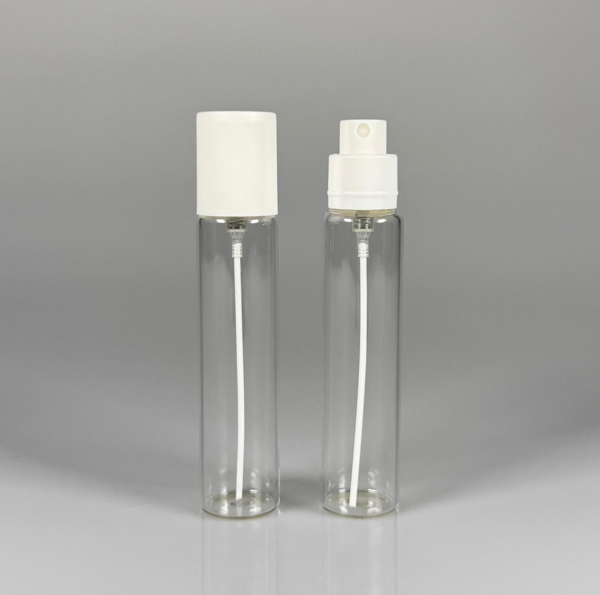 PARFÜM ŞİŞESİ 25 ML - 25 CC PARFÜM AMBALAJI VALFLİ (GEÇME AĞIZ) CAM KALEM PARFÜM İÇİN ŞİŞELERİ - BEYAZ SPREY + KAPAKLI SET TAKIM