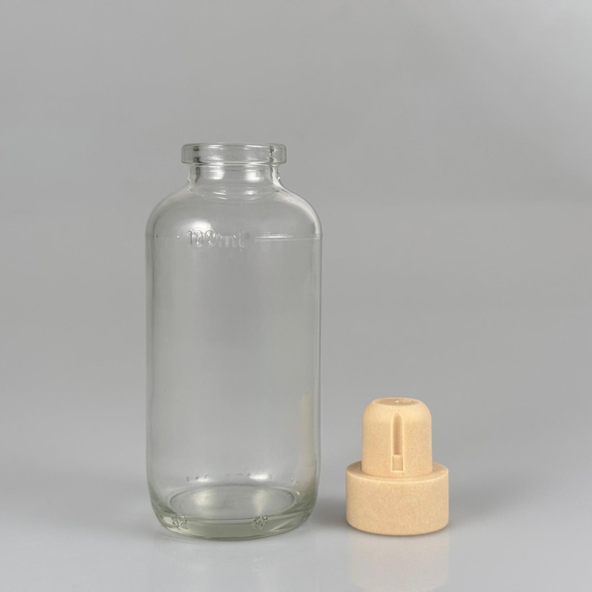 100 CC SENTETİK MANTAR TIPALI ŞEFFAF CAM ŞİŞE - 100 ML HEDİYELİK, NUMUNE SAKLAMA, BAHARAT, HOBİ VE DEKORASYON VB. İÇİN CAM ŞİŞE