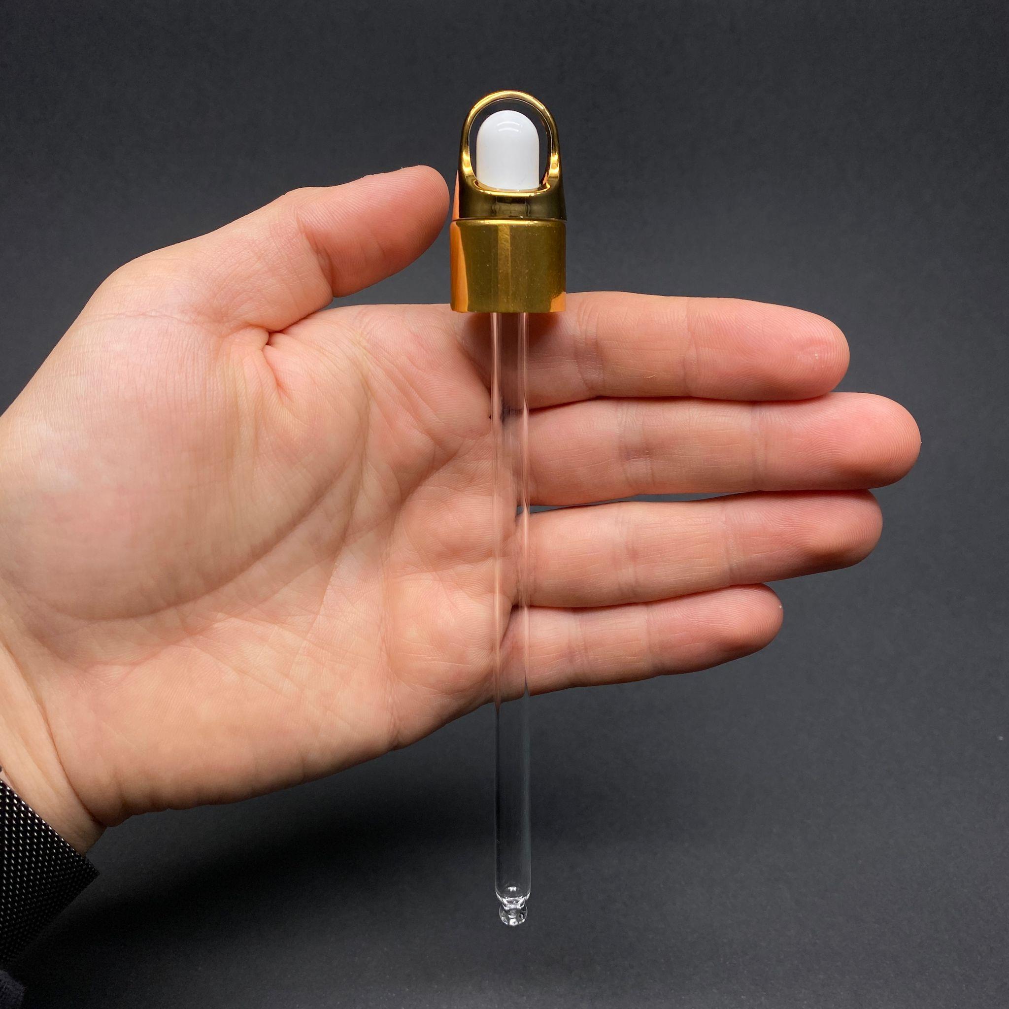 18 MM FLOWER - ÇİÇEK SEPETİ MODEL CAM DAMLALIK TAKIM - PARLAK BEYAZ EMZİK+ GOLD METAL KAPAK + CAM PİPET