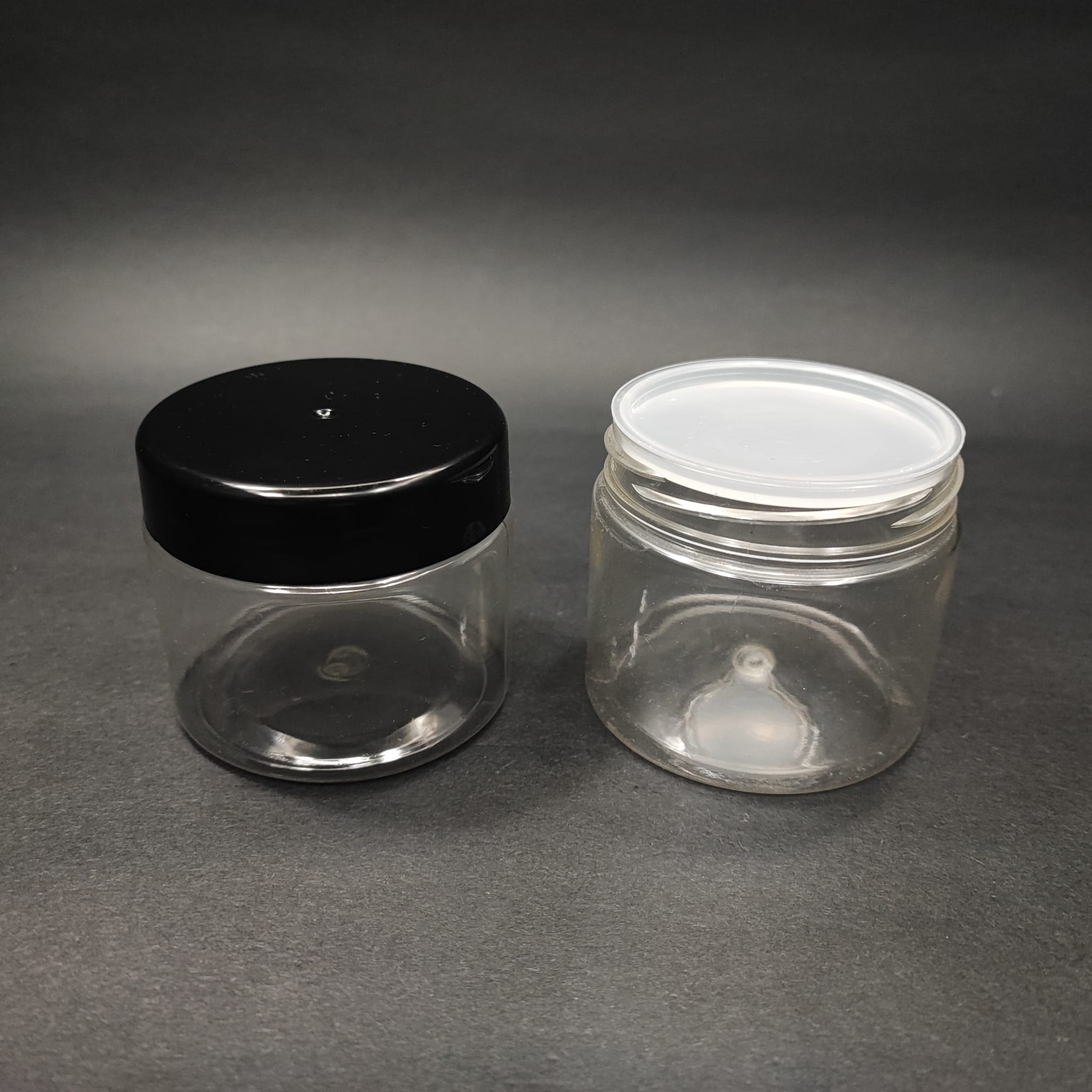 100 CC PET KAVANOZ- SİYAH KAPAKLI + İÇ TIPALI - 100 ML PLASTİK KAVANOZ - KREM KAVANOZU