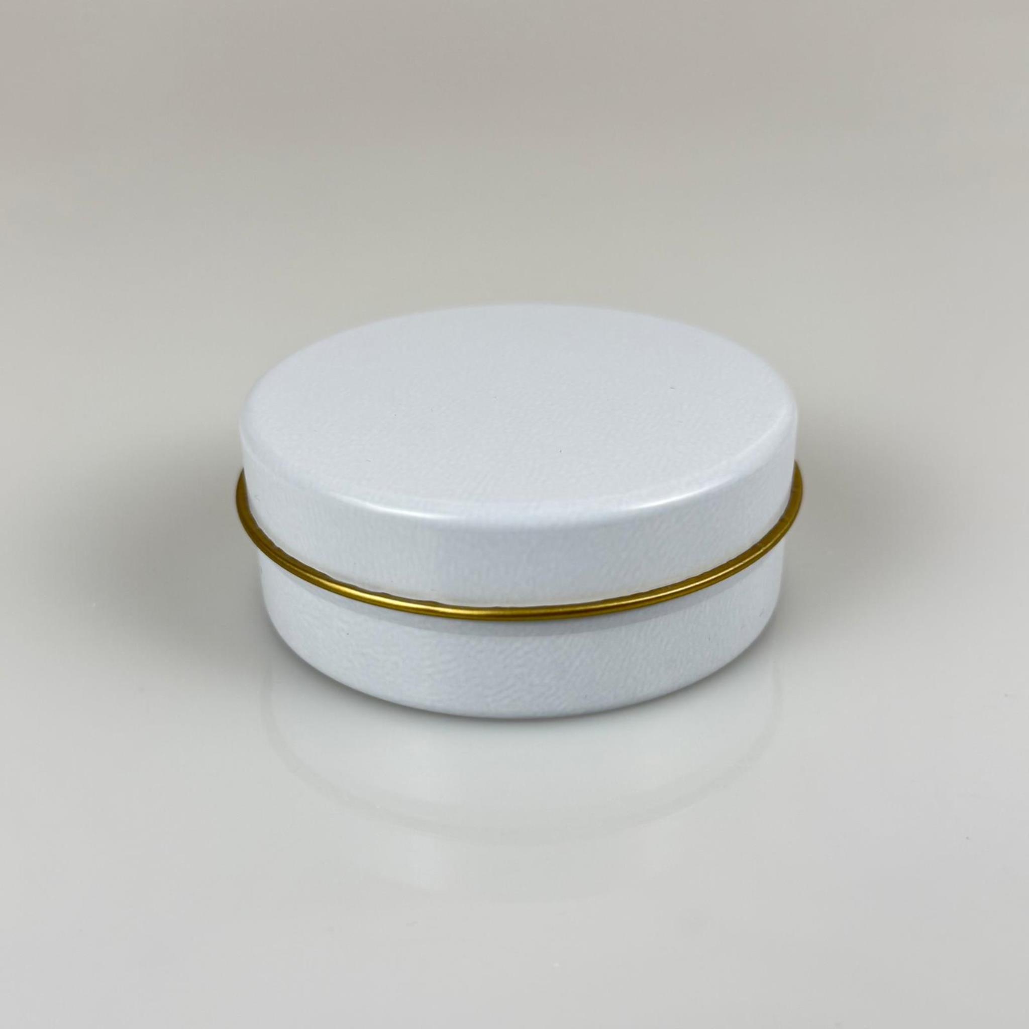 100 CC TENEKE KUTU - BEYAZ - BEYAZ KAPAKLI - METAL AMBALAJ - MUM TENEKESİ 77 X 28 MM