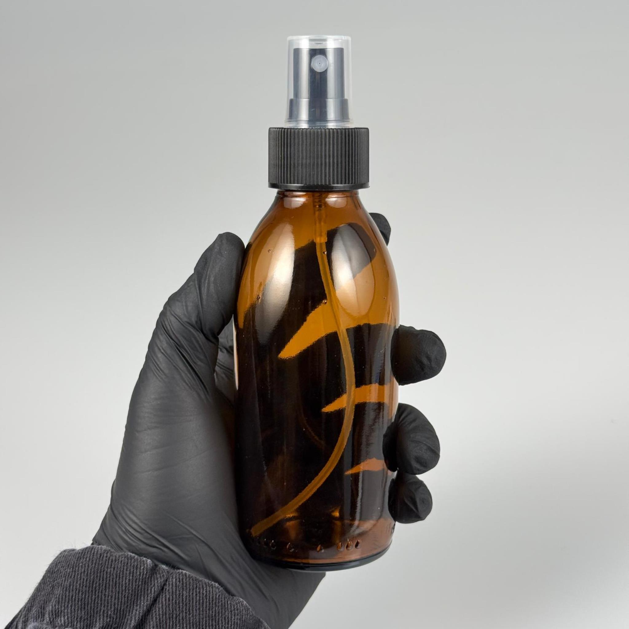 160 CC AMBER CAM ŞİŞE  - SİYAH PARMAK SPREYLİ TAKIM - 160 ML CAM SPREYLİ ŞİŞE