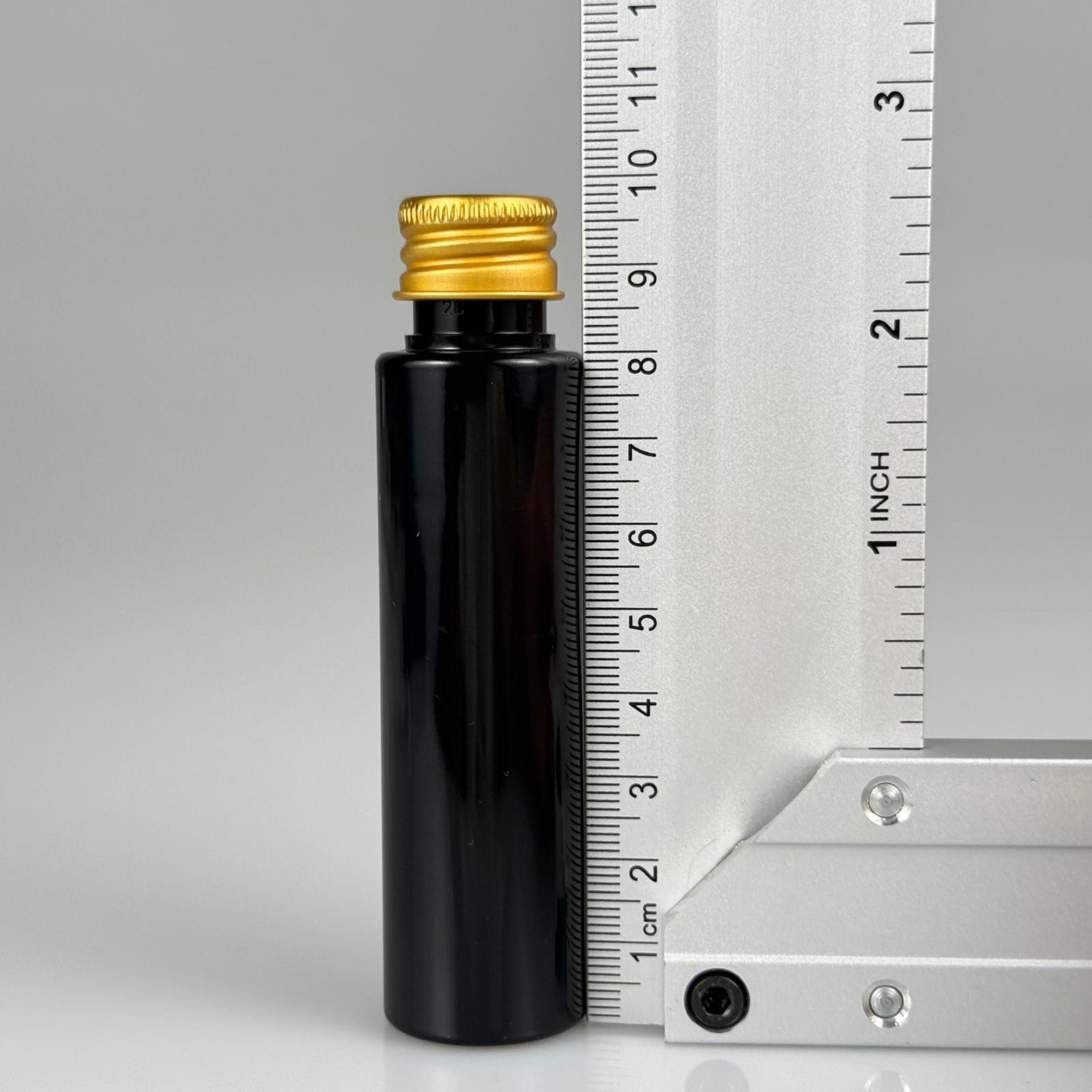 35 CC PET ŞİŞE - KÖPÜK CONTALI GOLD ALÜMİNYUM METAL KAPAKLI TAKIM - 35 ML SİYAH PET ŞİŞE