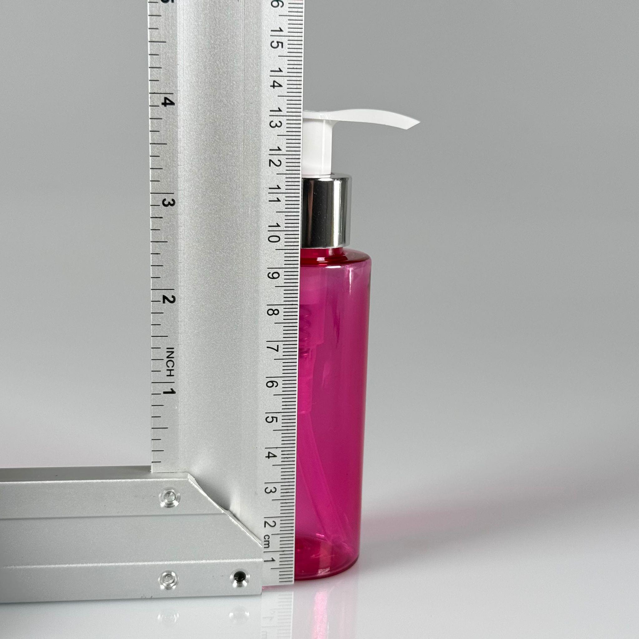 100 CC SİLİNDİR KESKİN KÜT MODEL SERT (17 GR) PET ŞİŞE - GÜMÜŞ SIVI SABUN POMPALI - JEL, PEELING, SERUM, GÜNEŞ KREMİ GİBİ YOĞUN KIVAMLI SIVILAR İÇİN- AĞIZ ÇAPI 24 MM - PEMBE