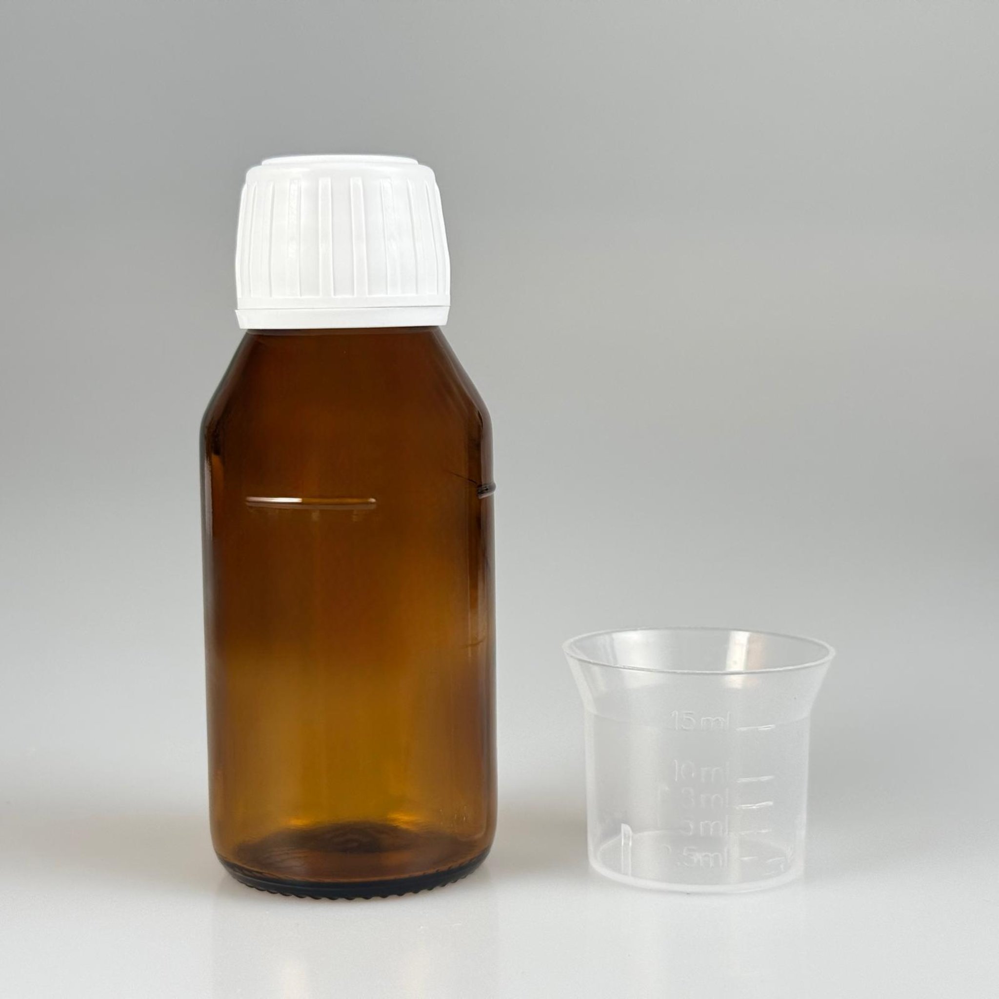 60 CC AMBER CAM ŞİŞE + BEYAZ KİLİTLİ KAPAK + 15 ML ÖLÇEK TAKIM - 60 ML KAHVERENGİ BOŞ ŞURUP ŞİŞESİ (AĞIZ ÇAPI 25 MM)